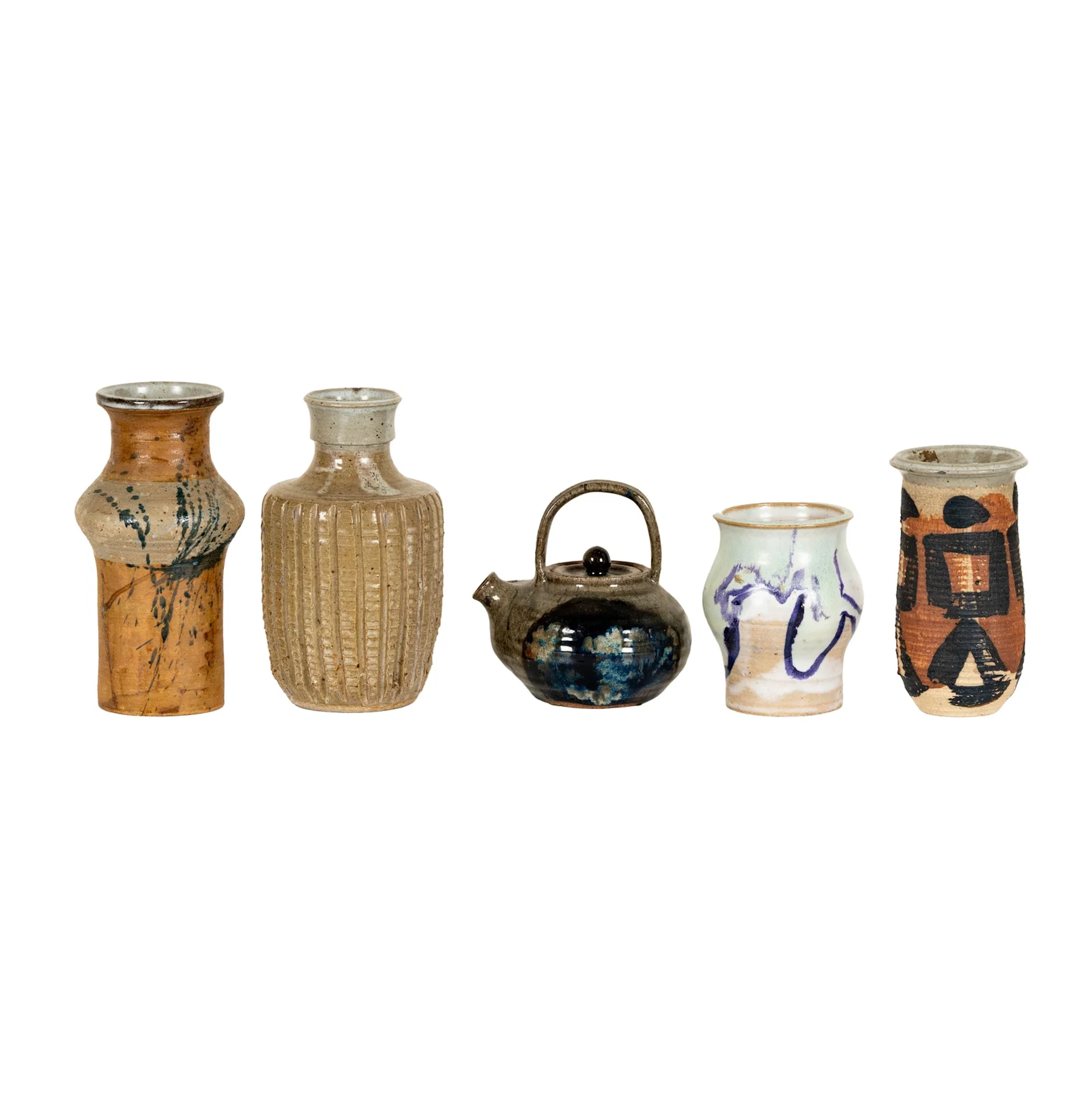 Group of Five Studio Pottery Table Articles