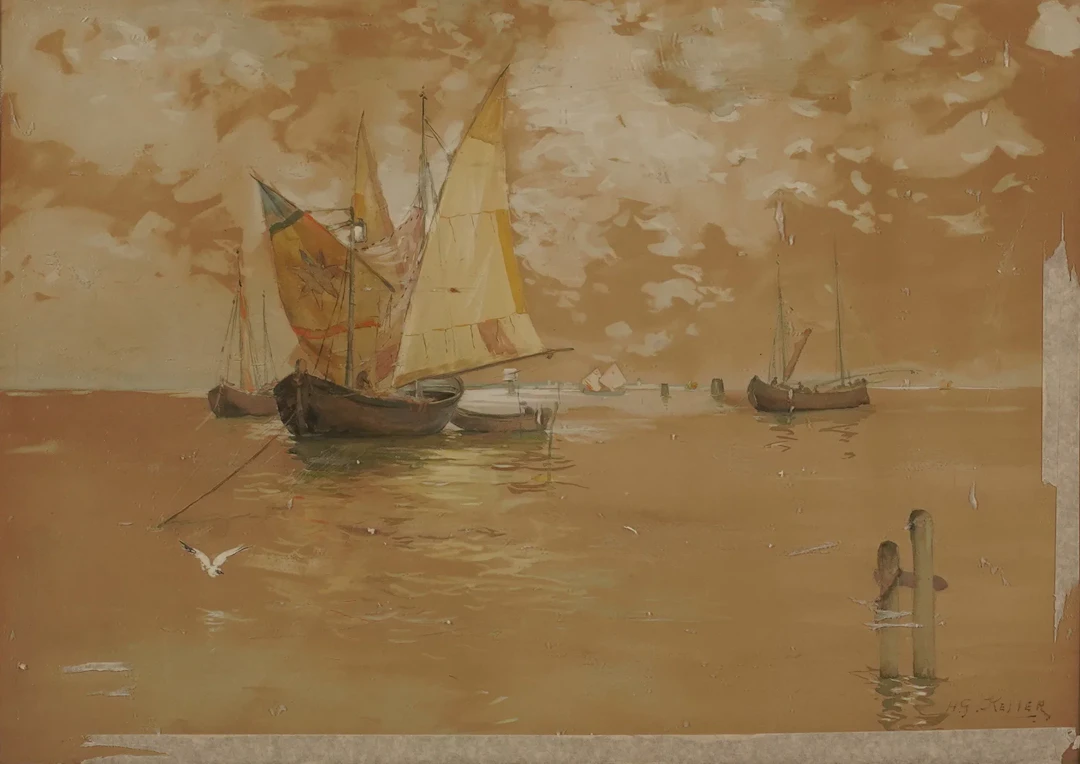 Sailboats in Harbor Scene