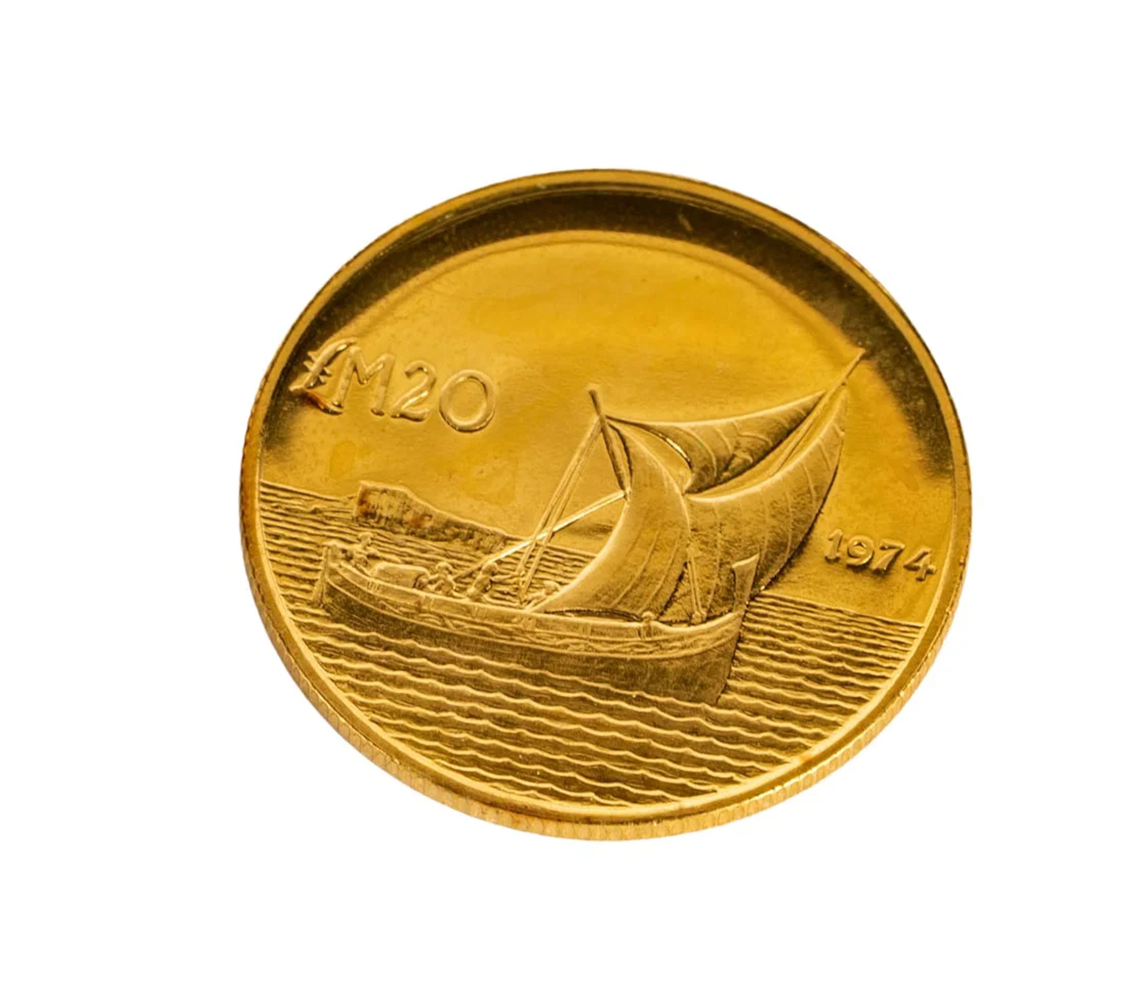1974 Malta 20 Pounds Gold Coin