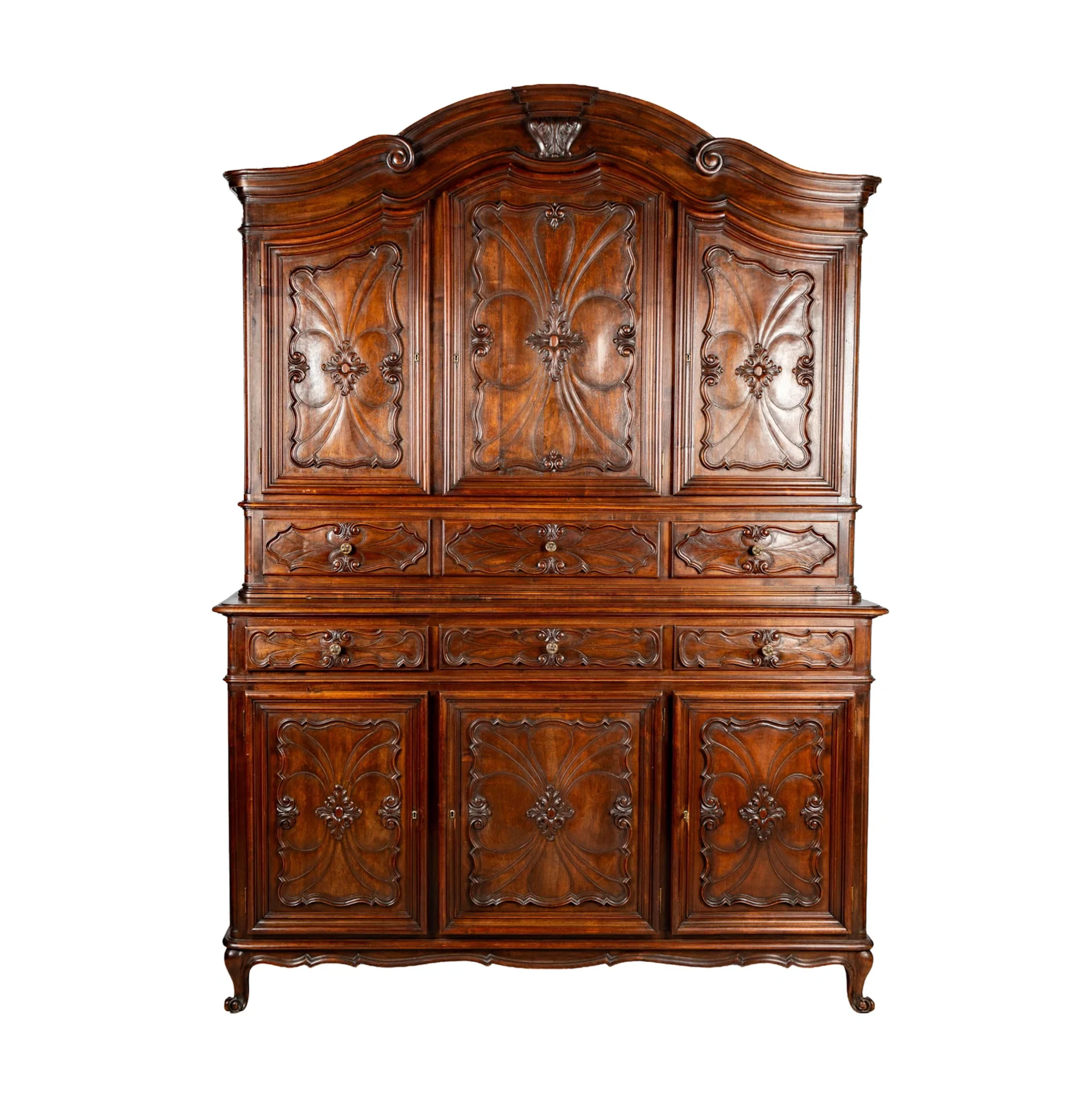 An Italian Rococo Style Two-Part Cupboard