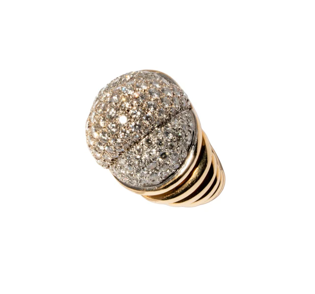 14-Karat Yellow and White Gold Dome Diamond Ring