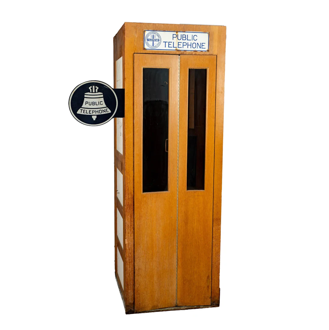 Public Telephone Booth with Enamel Sign