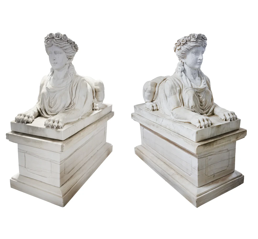 A Pair of Italian Marble Sphinxes