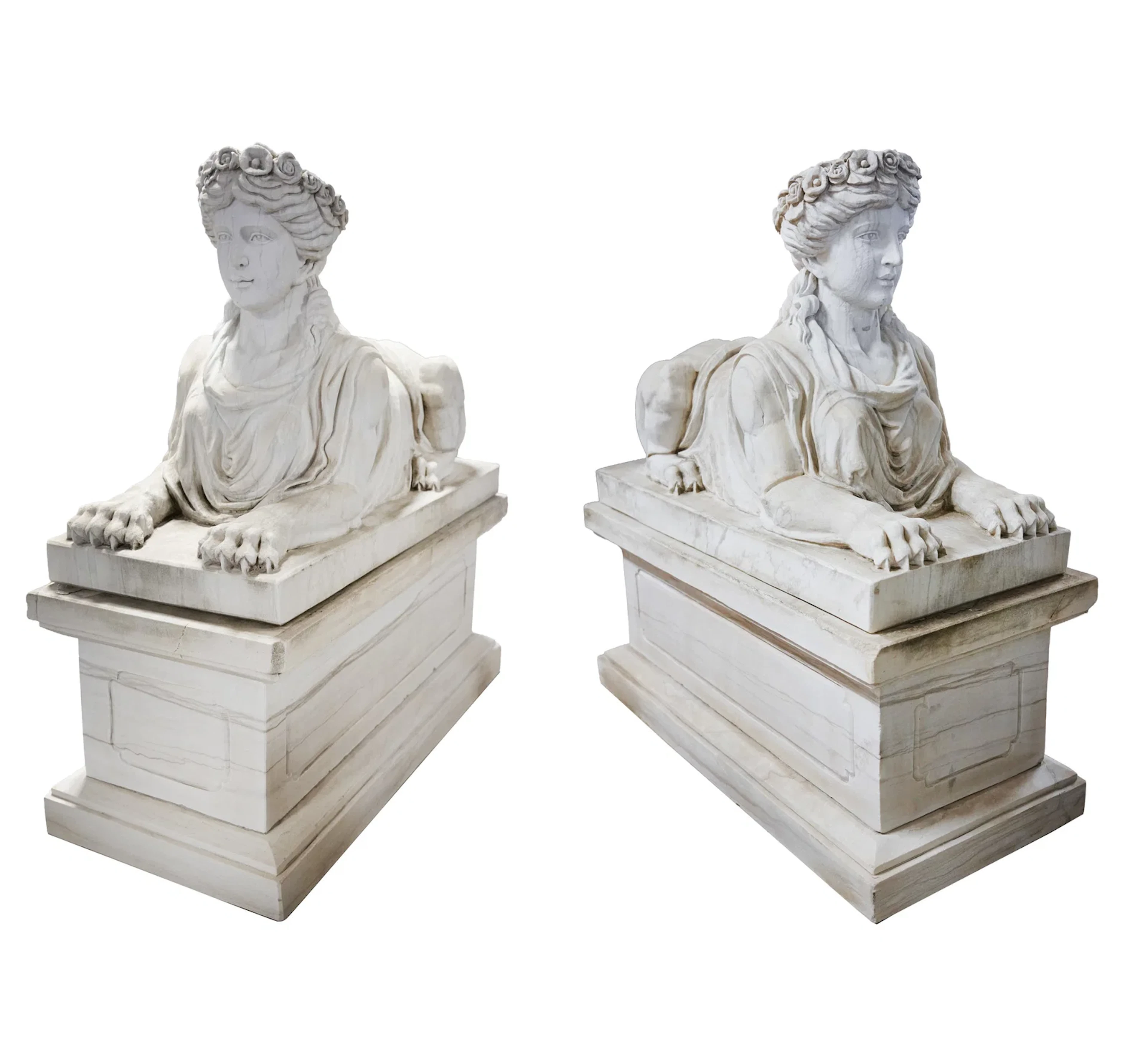 A Pair of Italian Marble Sphinxes