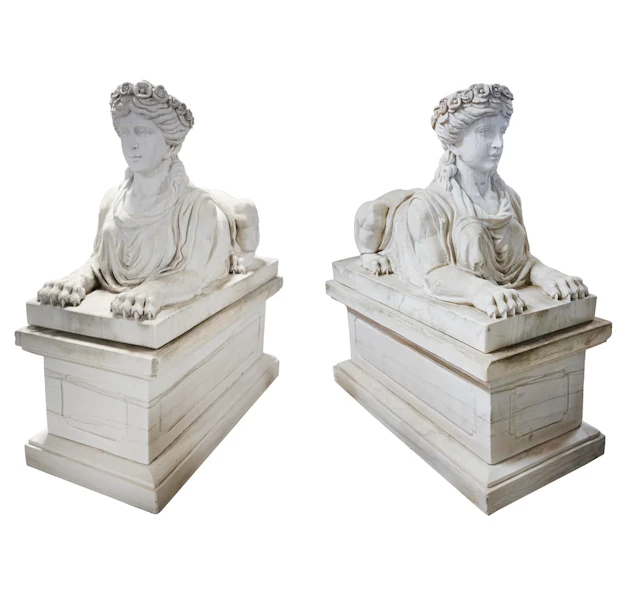 A Pair of Italian Marble Sphinxes