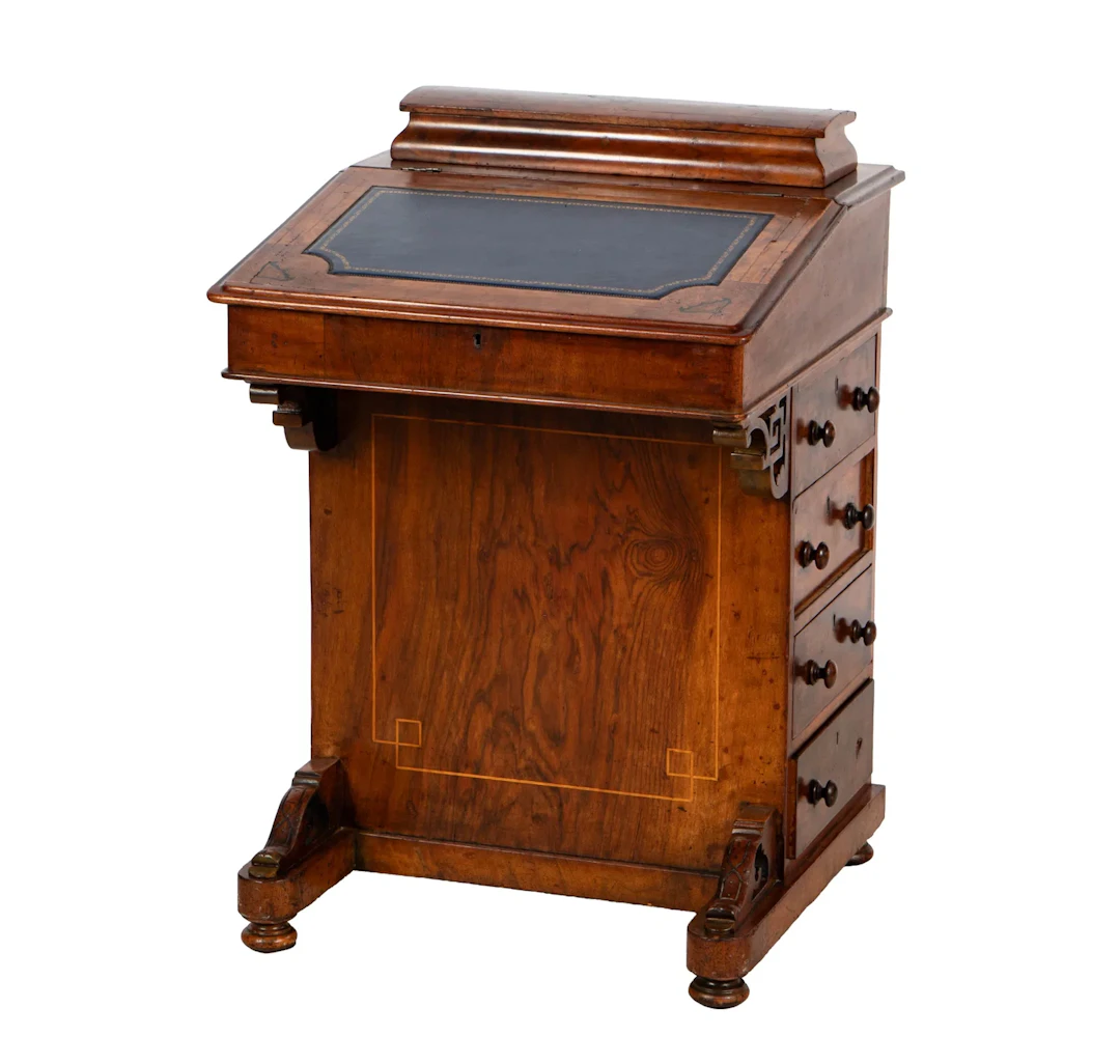 An Antique English Marquetry Davenport Desk