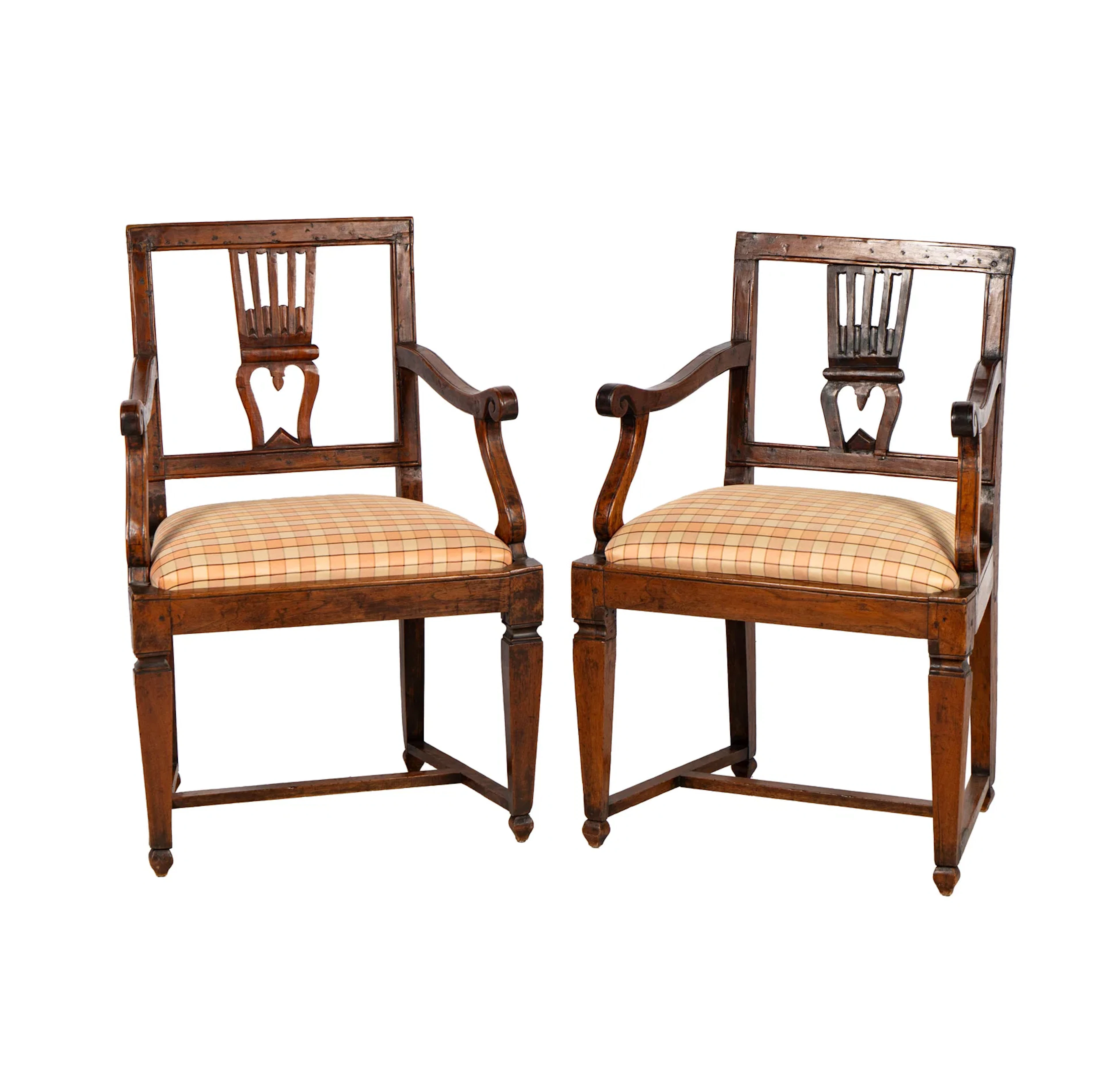 Pair of Neoclassical Wood Armchairs