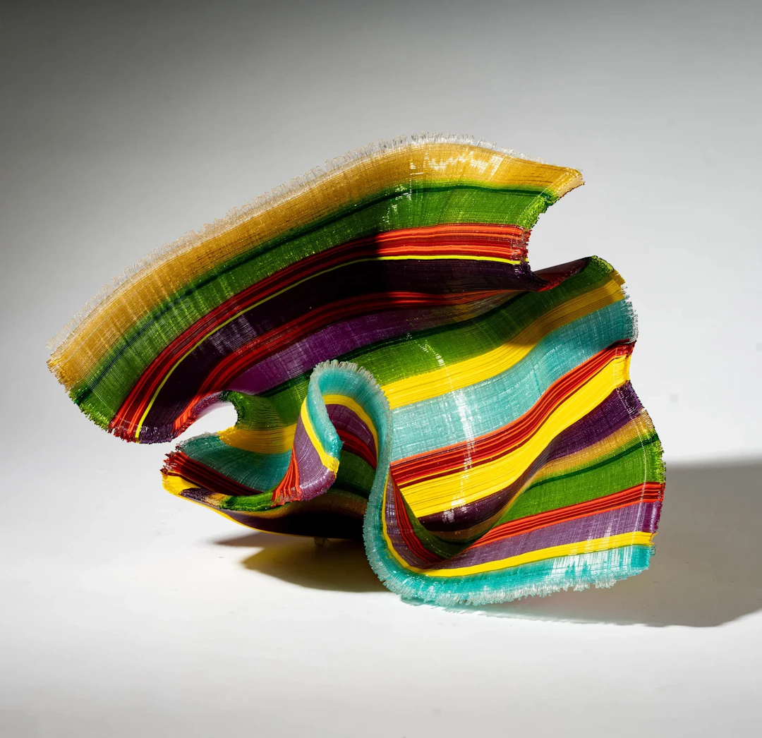 Carole Perry, American 20th Century, Fused Glass Tapestry Bowl