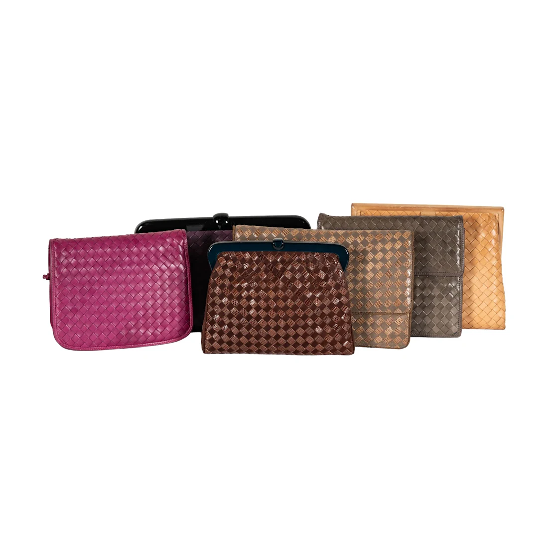 Six Bottega Veneta Leather Clutches