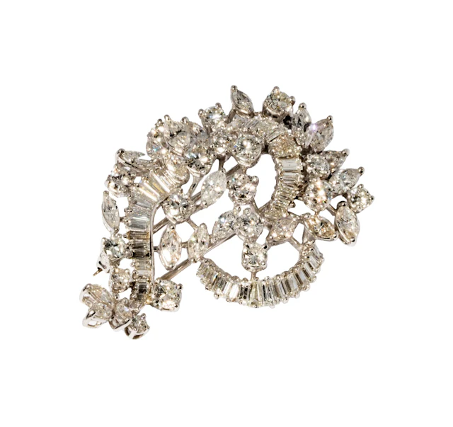 Platinum and Diamond Brooch Set