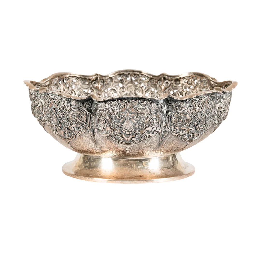 An .800 Silver Repousse Bowl