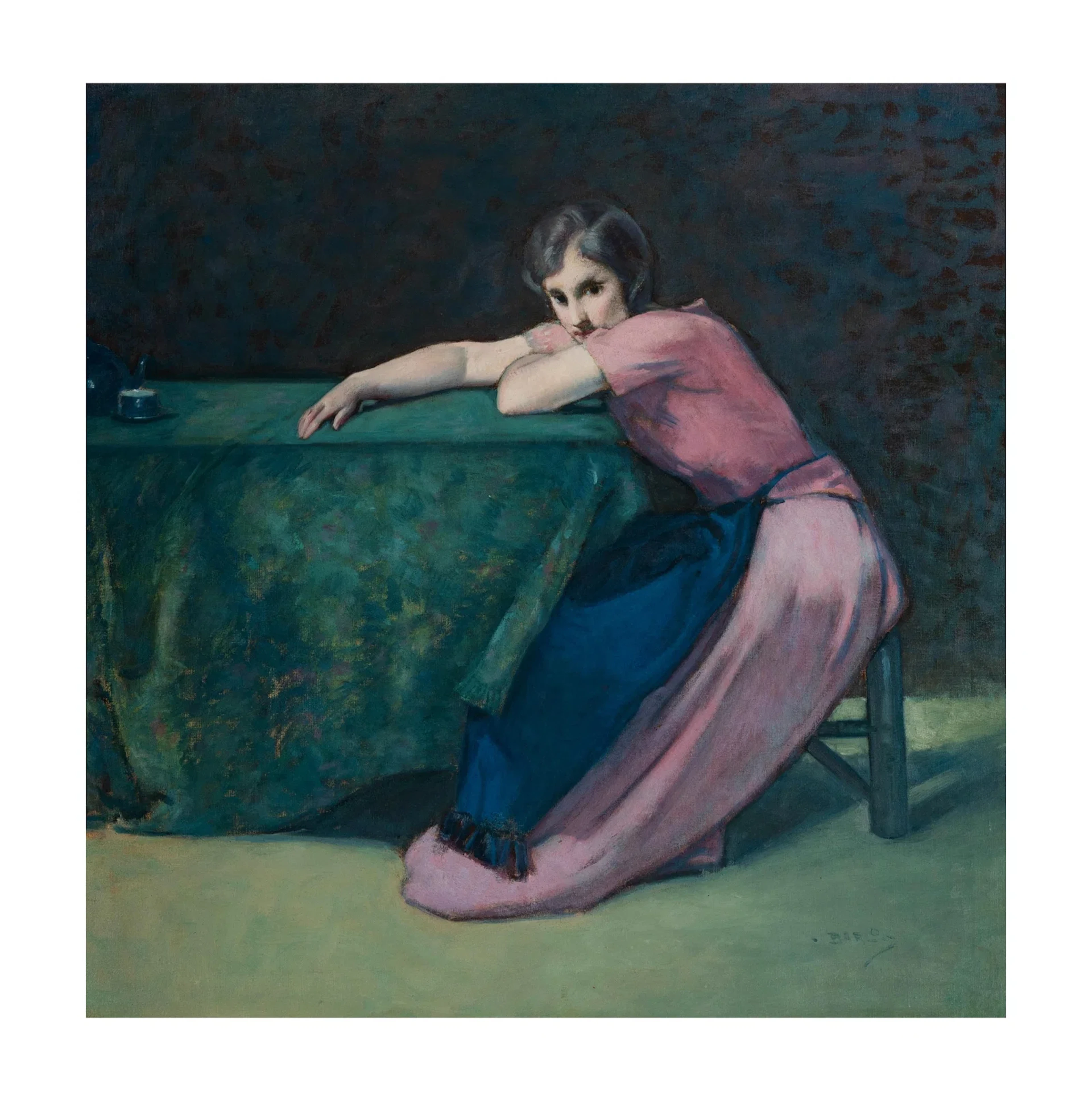 Myron Barlow, American 1873-1937, Woman at Table
