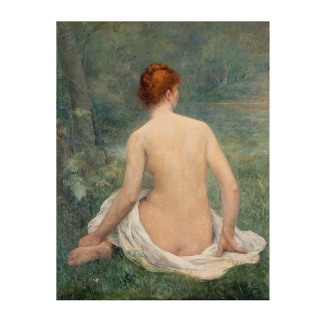 Francois Lafon, France 1846-1920, Seated Female Nude, View from Behind