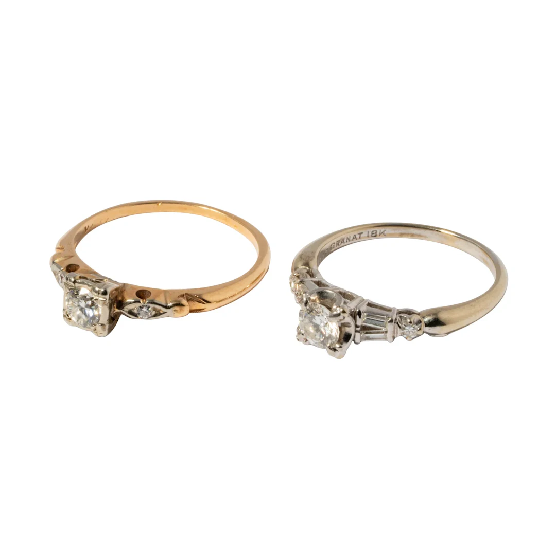 Two Gold Diamond Engagement Rings