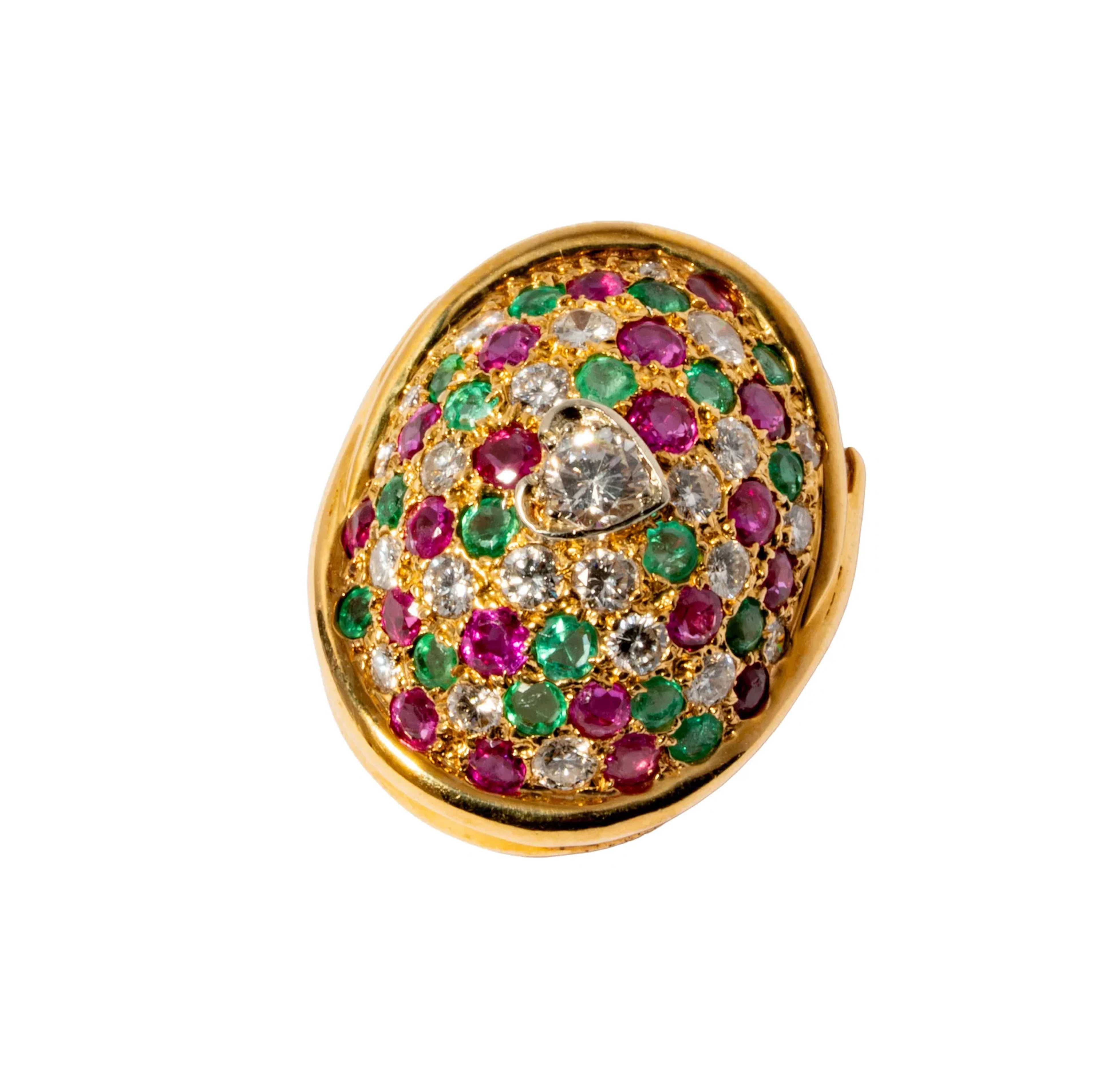 18 Karat Yellow Gold Gem-set Brooch