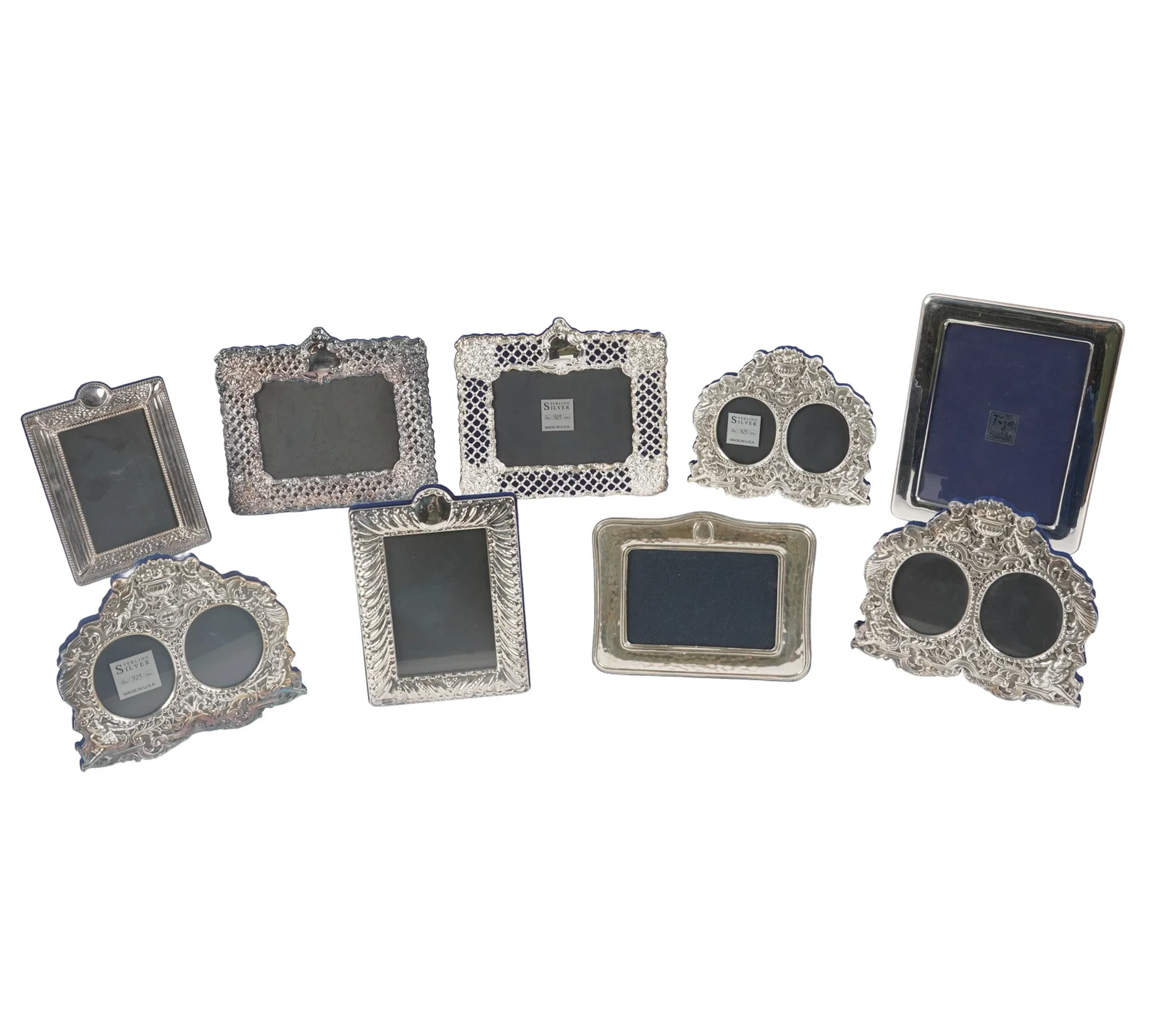 A Collection of Nine Sterling Silver Picture Frames