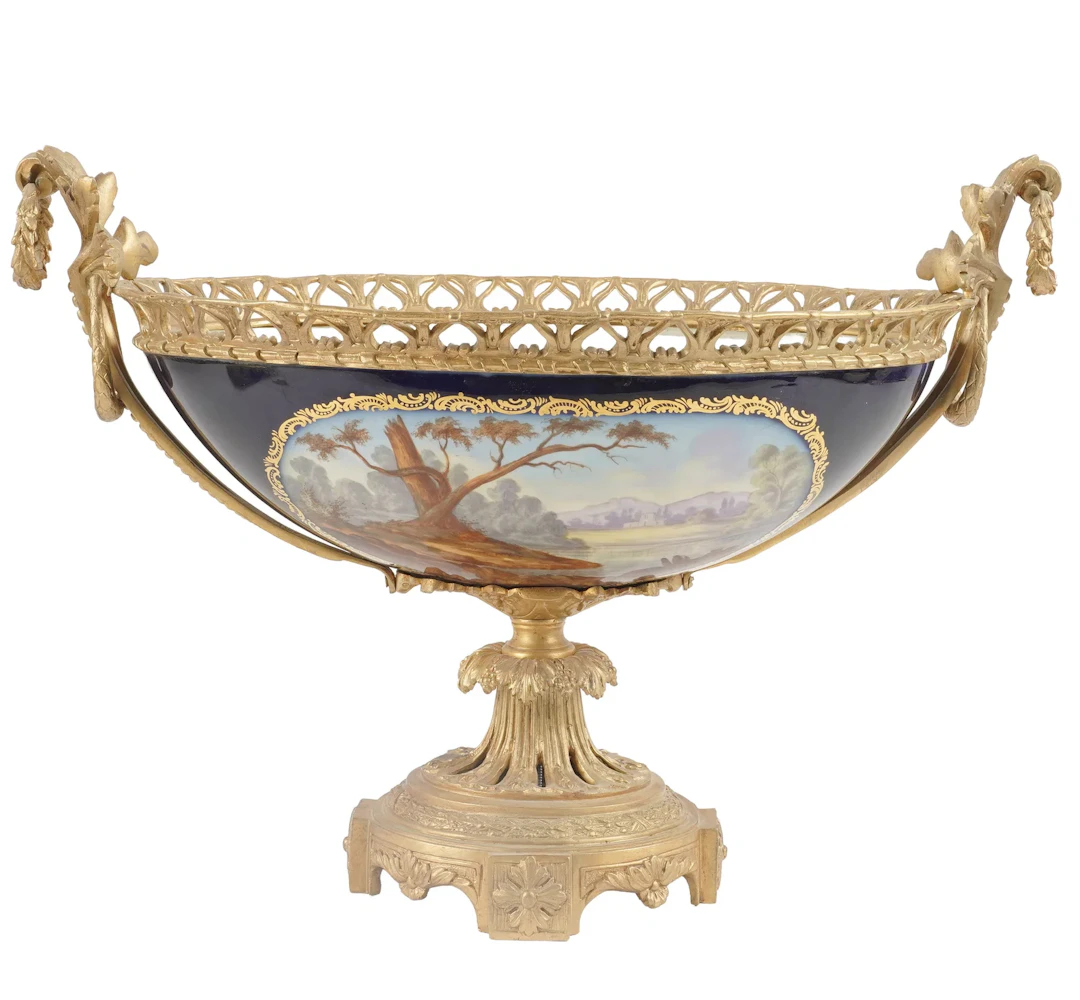 A French Sevres Style Gilt Bronze Mounted Center Bowl