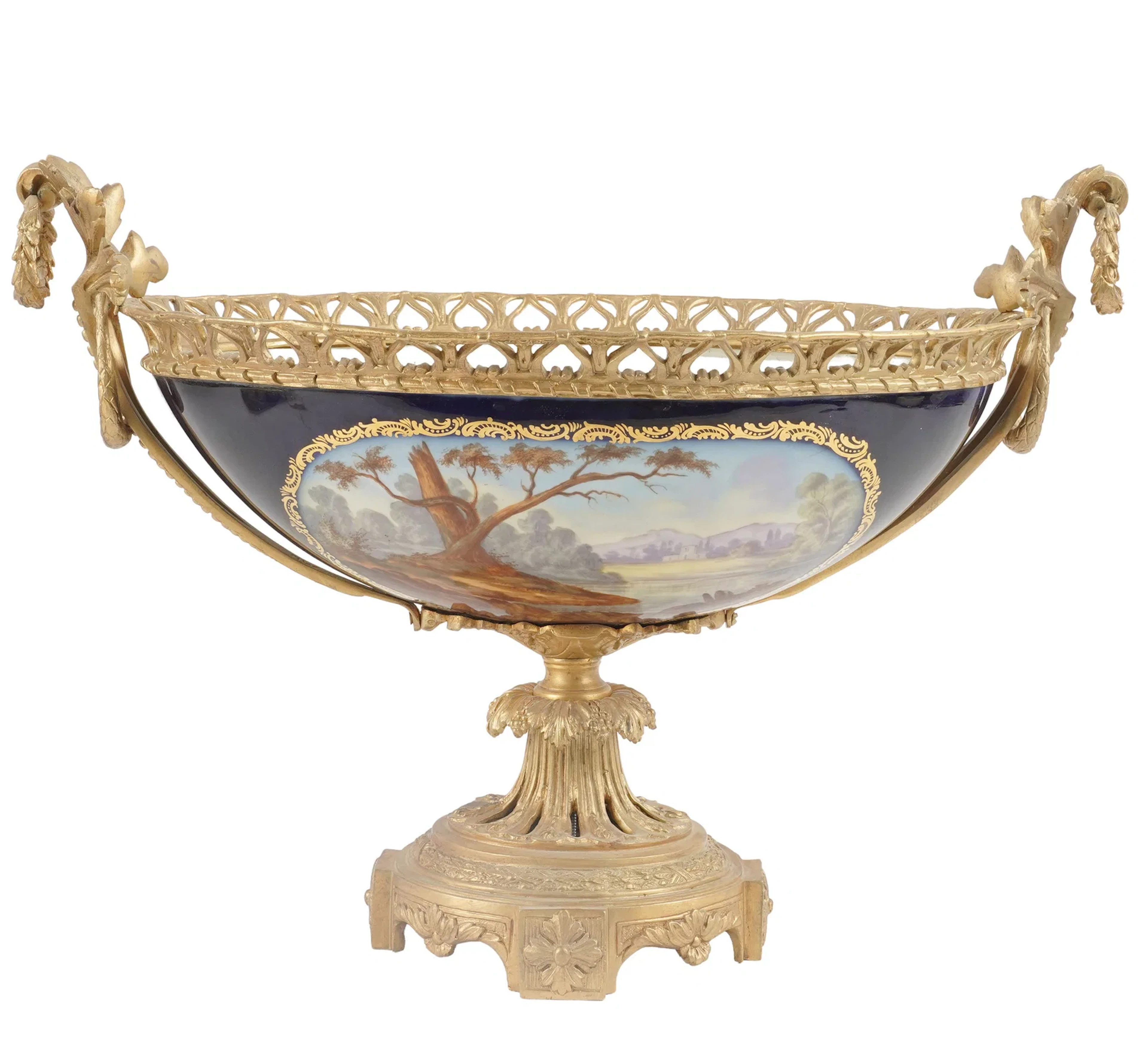 A French Sevres Style Gilt Bronze Mounted Center Bowl