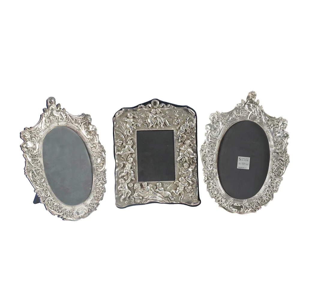 Three Repousse Sterling Picture Frames