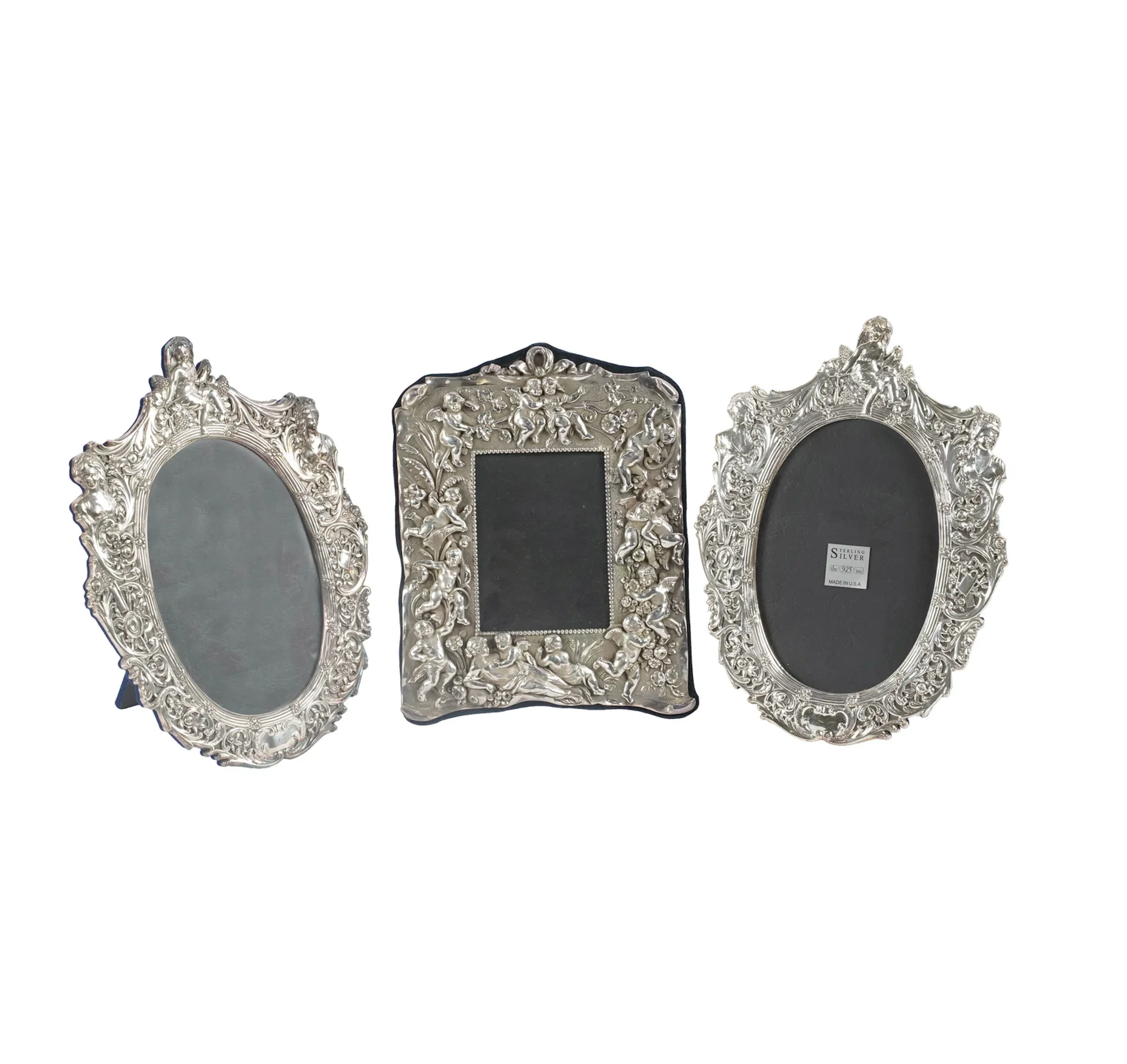 Three Repousse Sterling Picture Frames