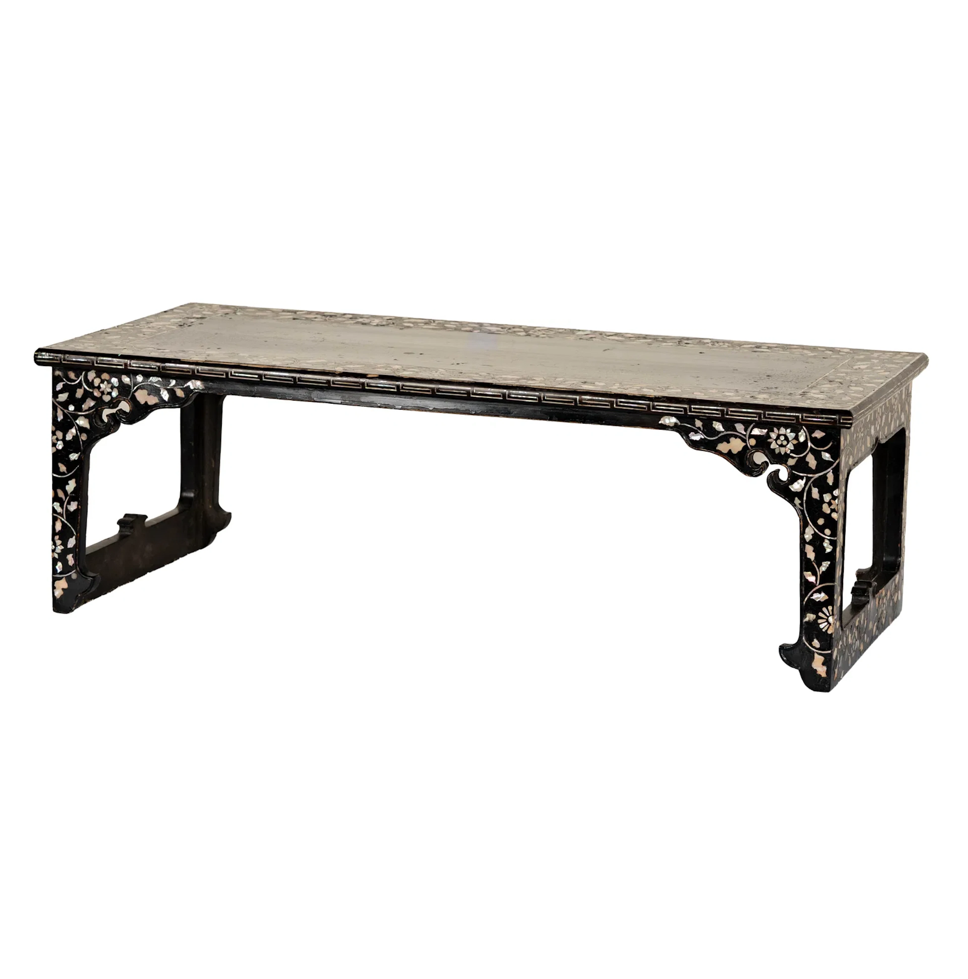 A Korean Lacquer Inlaid Low Table