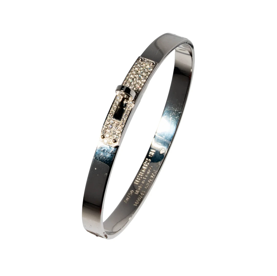 Hermes White Gold and Diamond Bangle