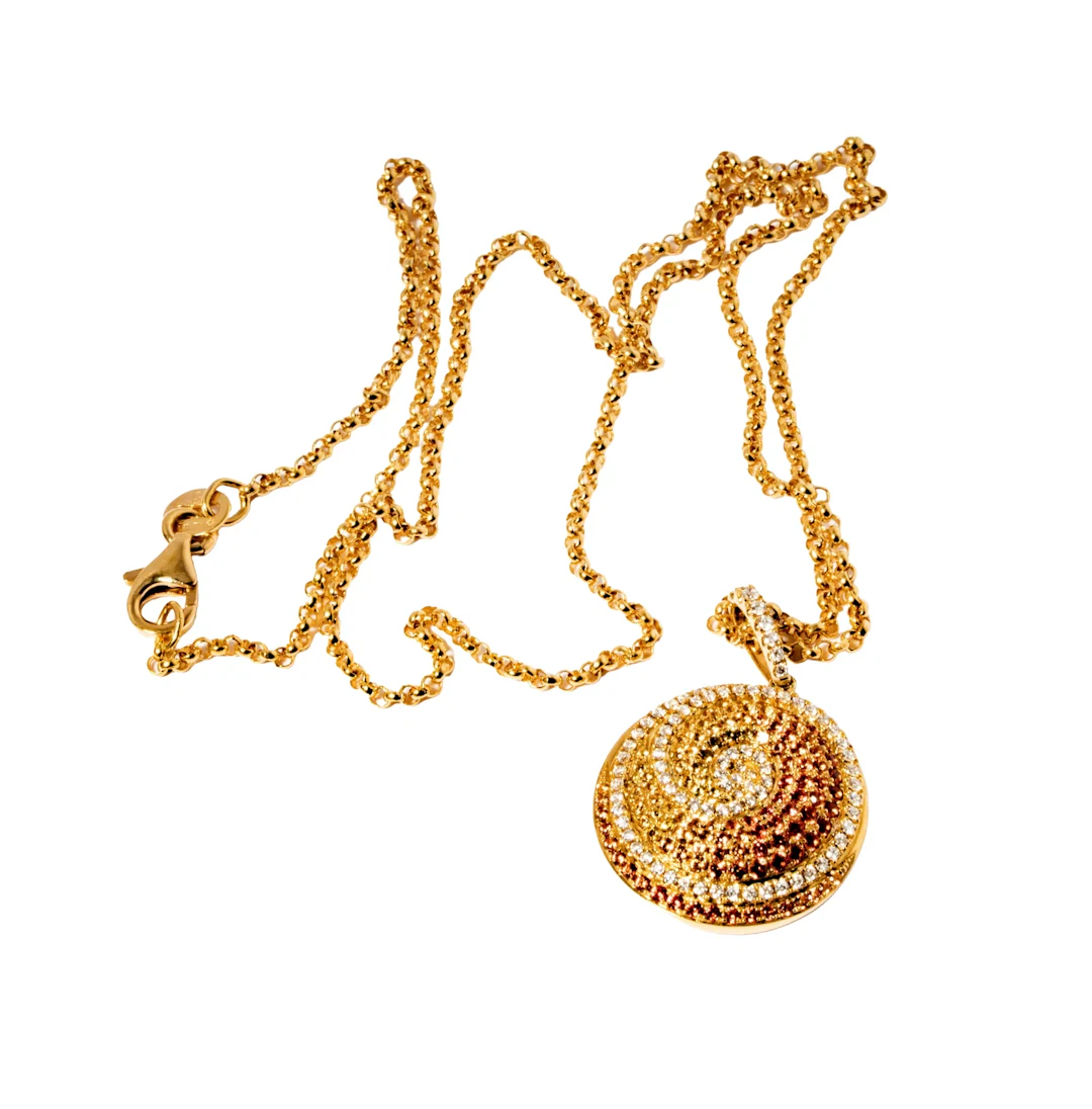 18 Karat Yellow Gold Topaz and Diamond Necklace