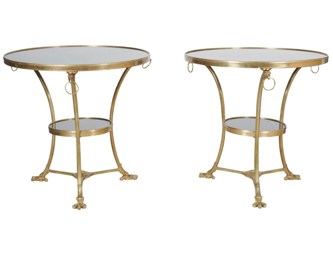 A Pair of French Louis XV-Style Gilt Bronze Eagle Motif Tables