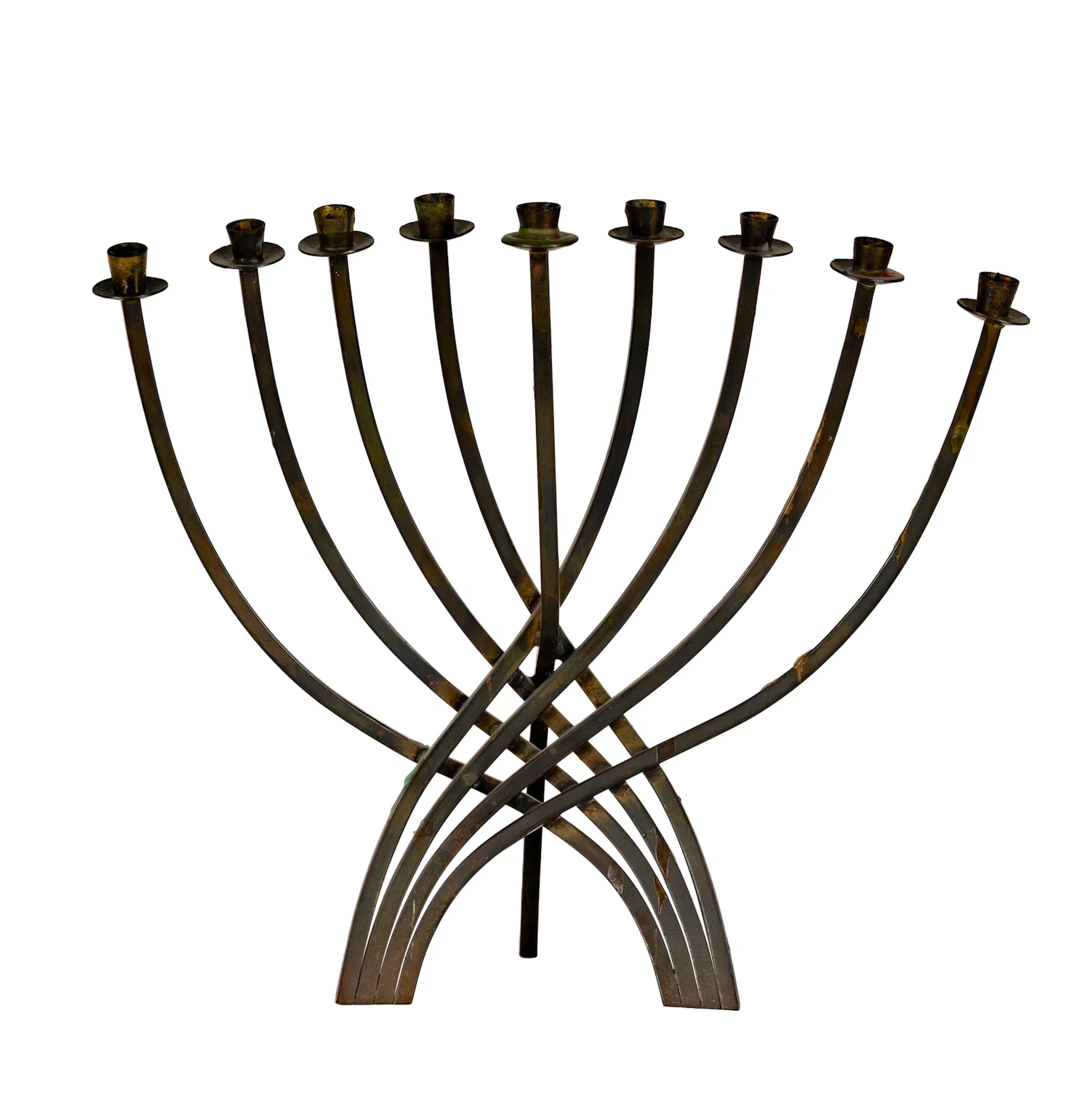 19th Century Polished Brass Menorah