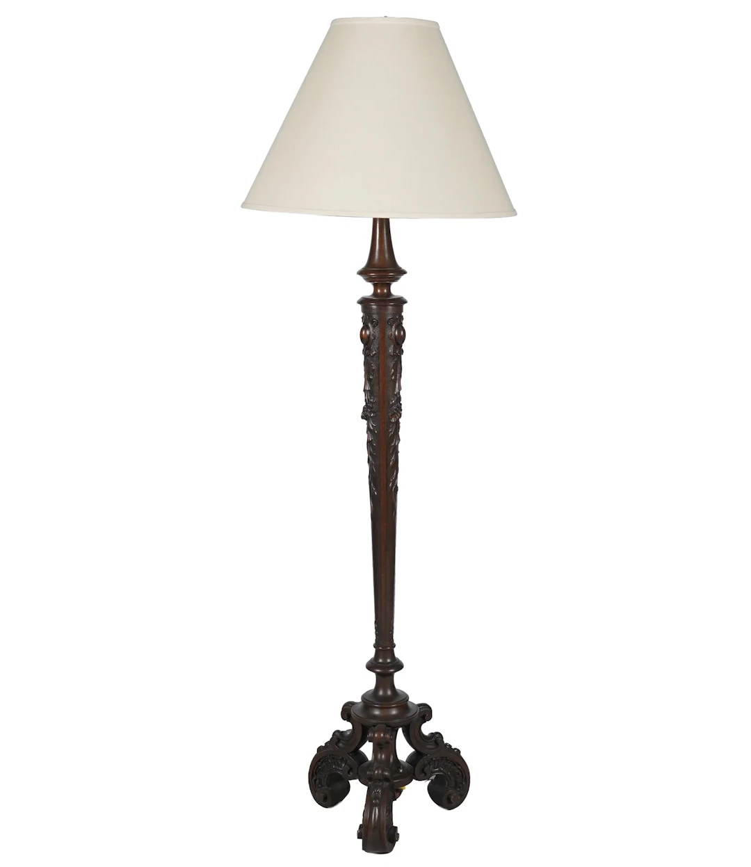 Rococo-Style Carved Wood Floor Lamp
