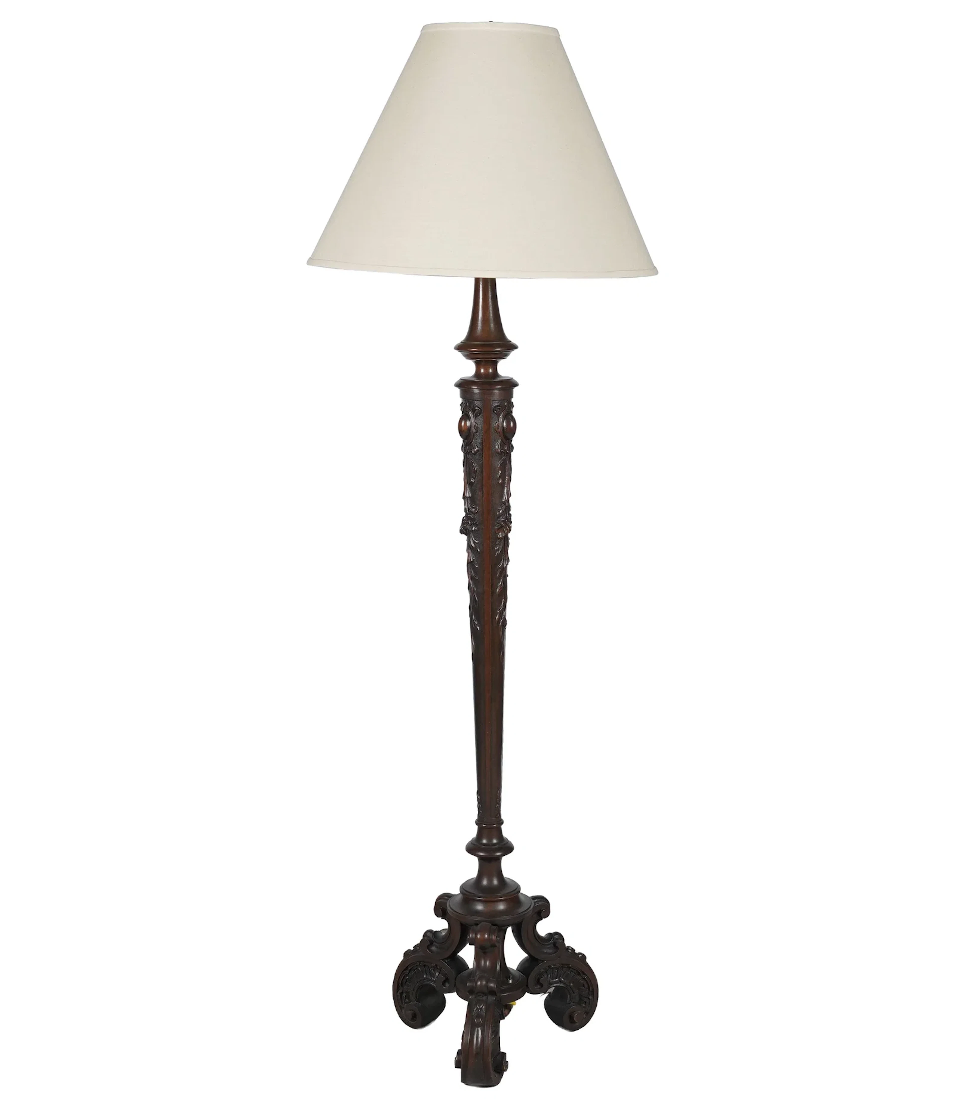 Rococo-Style Carved Wood Floor Lamp