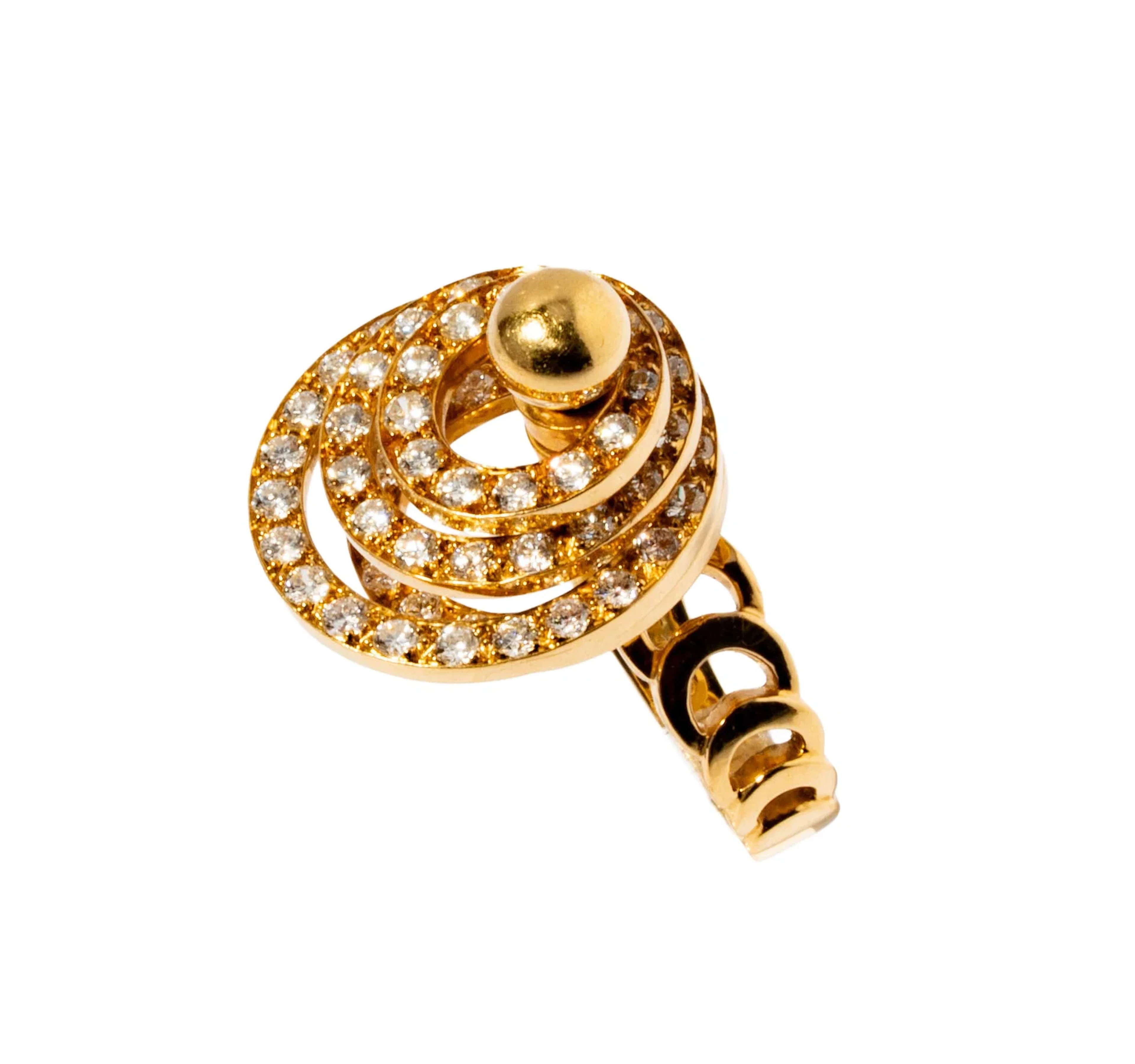 N.Teufel 18 Karat Yellow Gold and Diamond Kinetic Ring