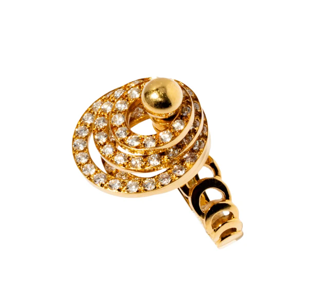 N.Teufel 18 Karat Yellow Gold and Diamond Kinetic Ring