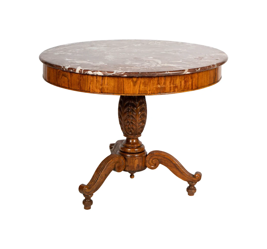A Charles X Rosewood Marble Top Center Table