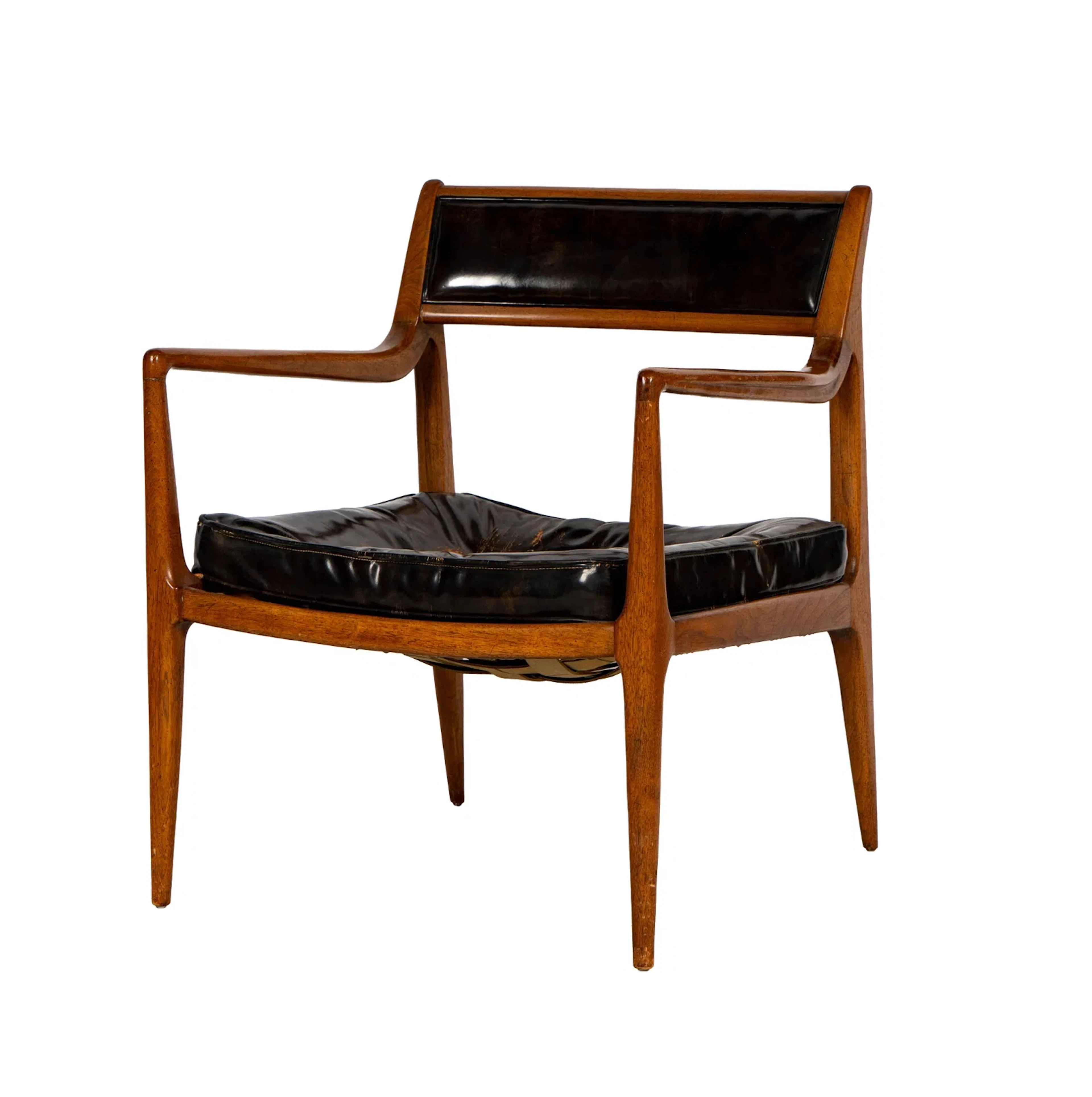 Mid-Century Wood and Leather Armchair