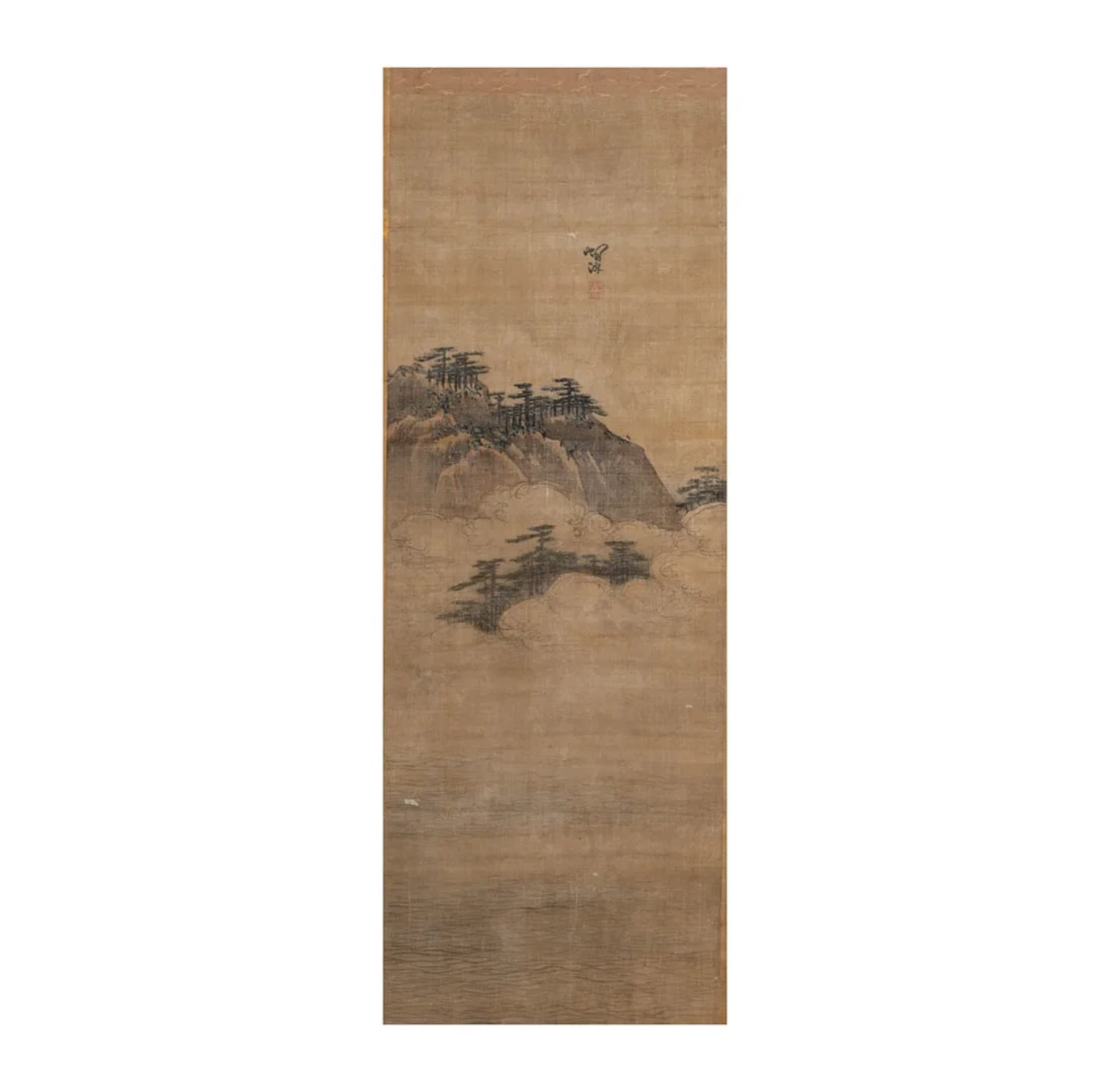 Korean Scroll Landscape with Pine Trees