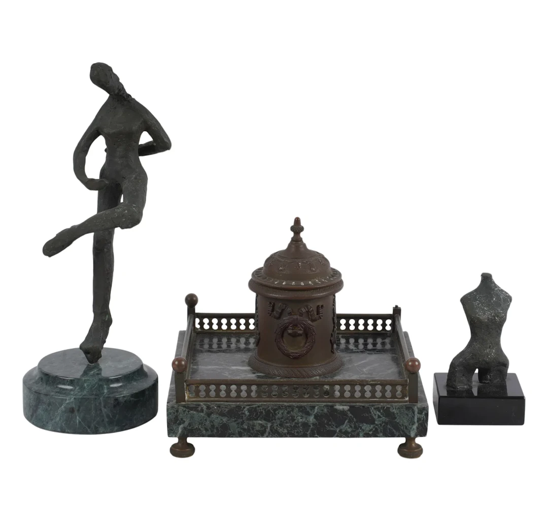 A Collection of Bronze and Marble Objects