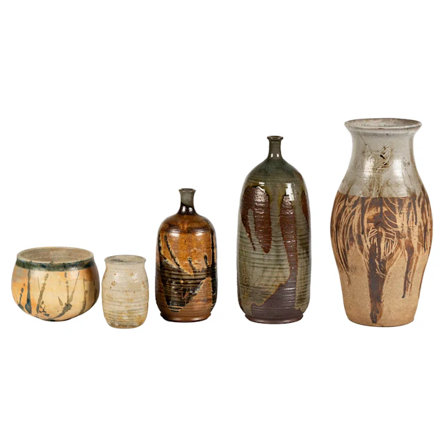 Group of Five Studio Pottery Table Articles