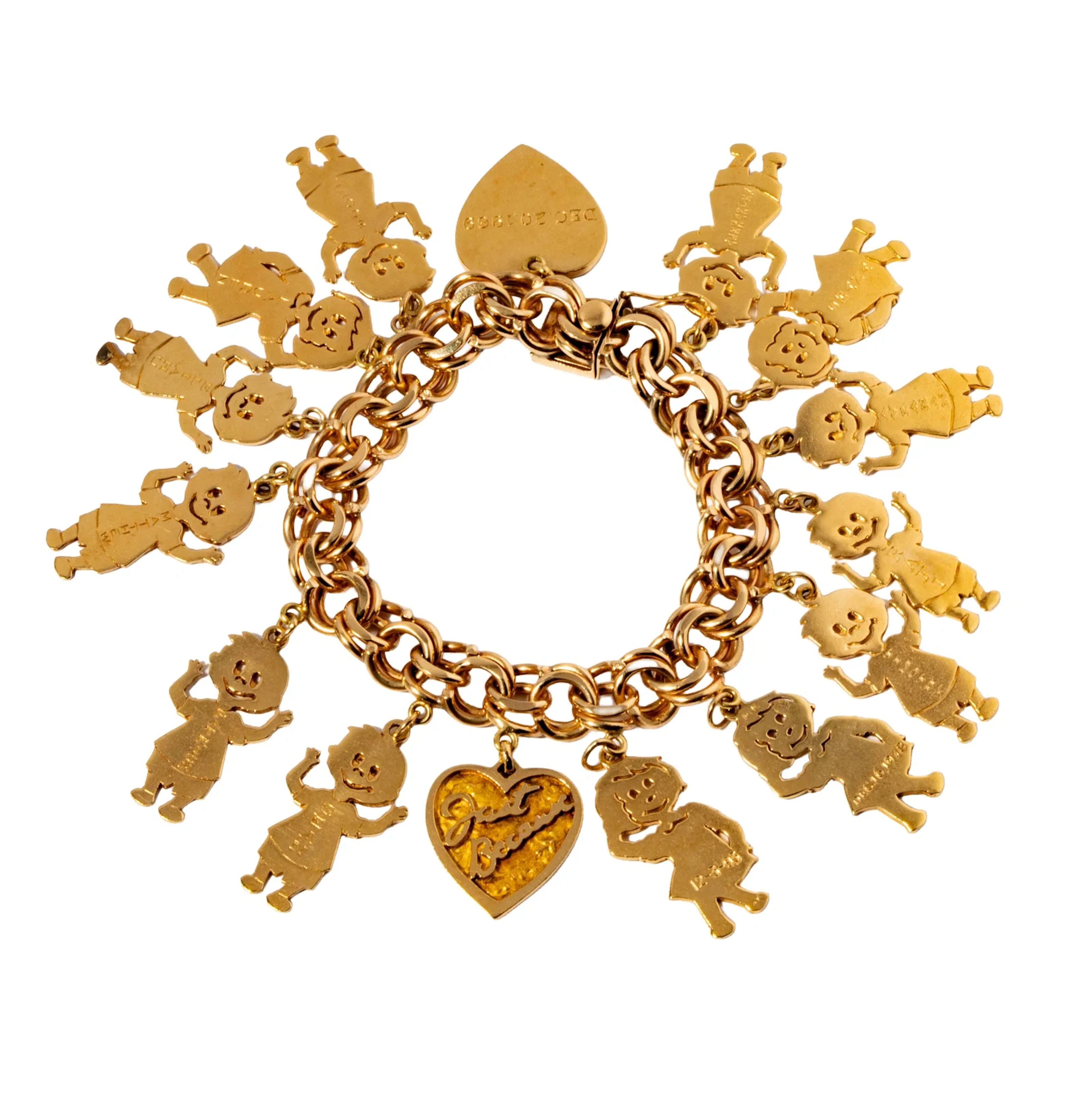 14 Karat Yellow Gold Charm Bracelet