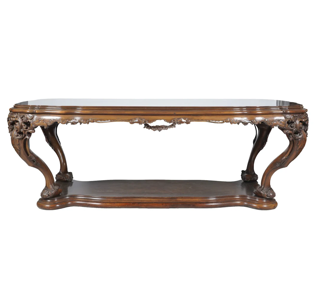 Rococo Revival-Style Carved Wood Library table