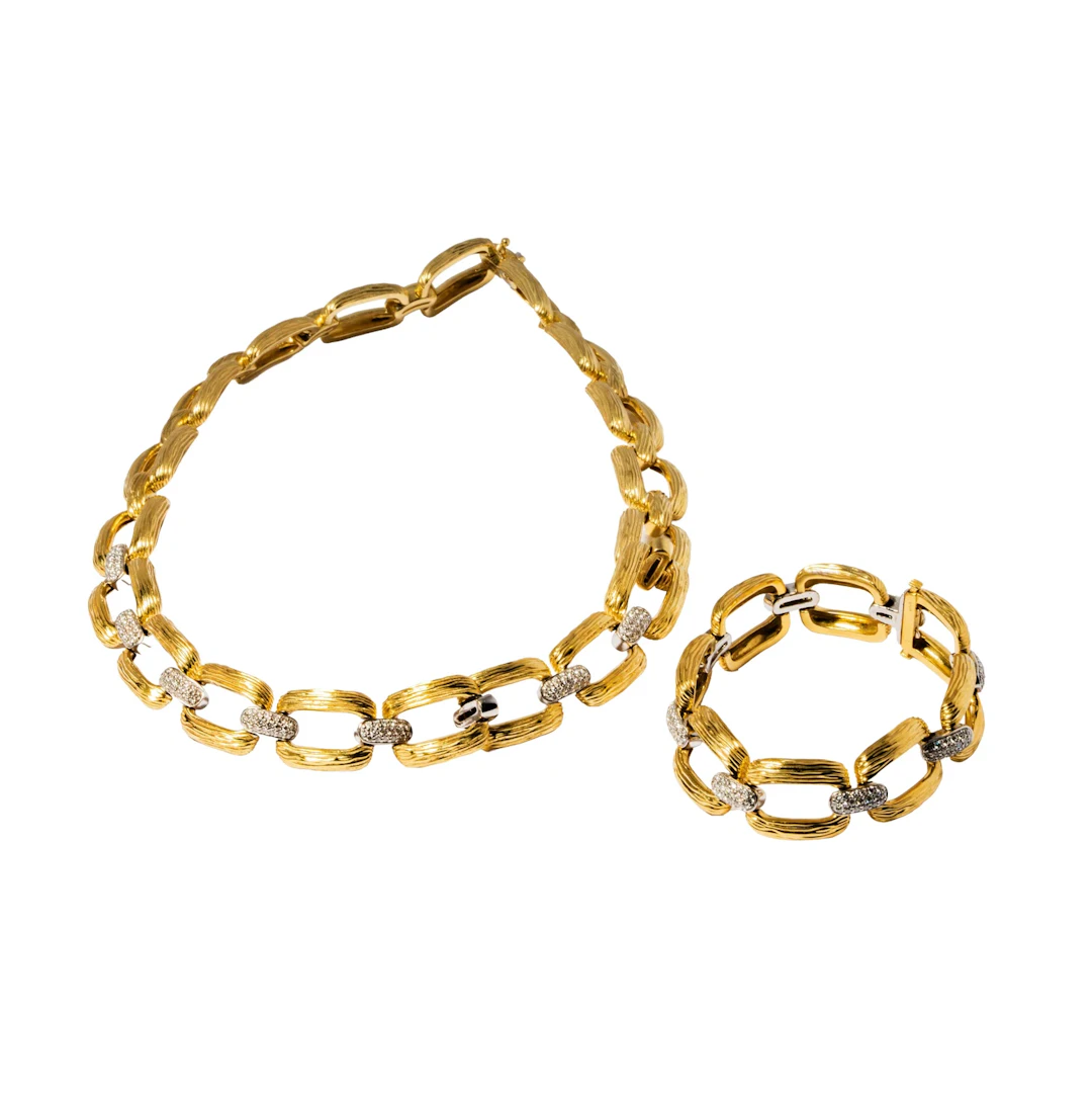 Spark, 18K Bicolor Gold & 2.50 cttw Diamond Necklace and Bracelet