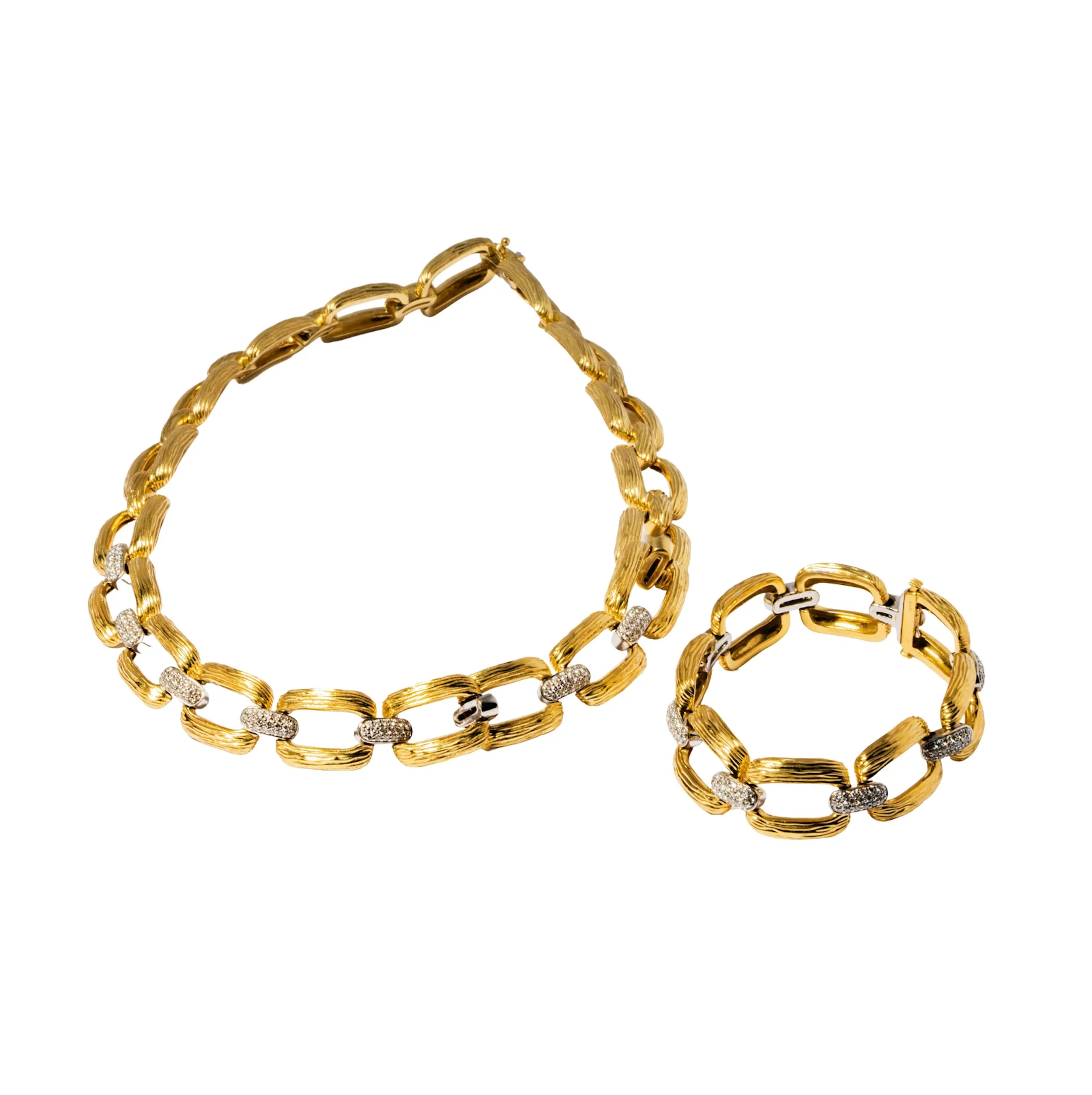 Spark, 18K Bicolor Gold & 2.50 cttw Diamond Necklace and Bracelet