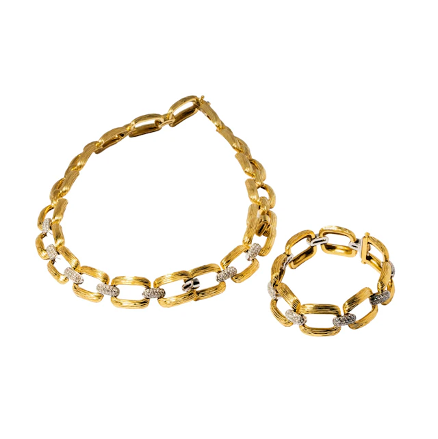 Spark, 18K Bicolor Gold & 2.50 cttw Diamond Necklace and Bracelet