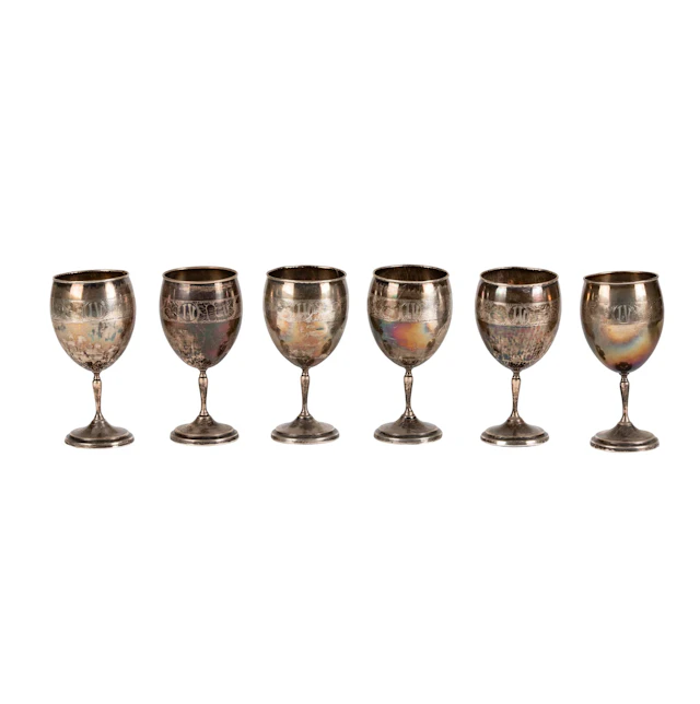 Set of Six Arturo Medina Sterling Silver Goblets