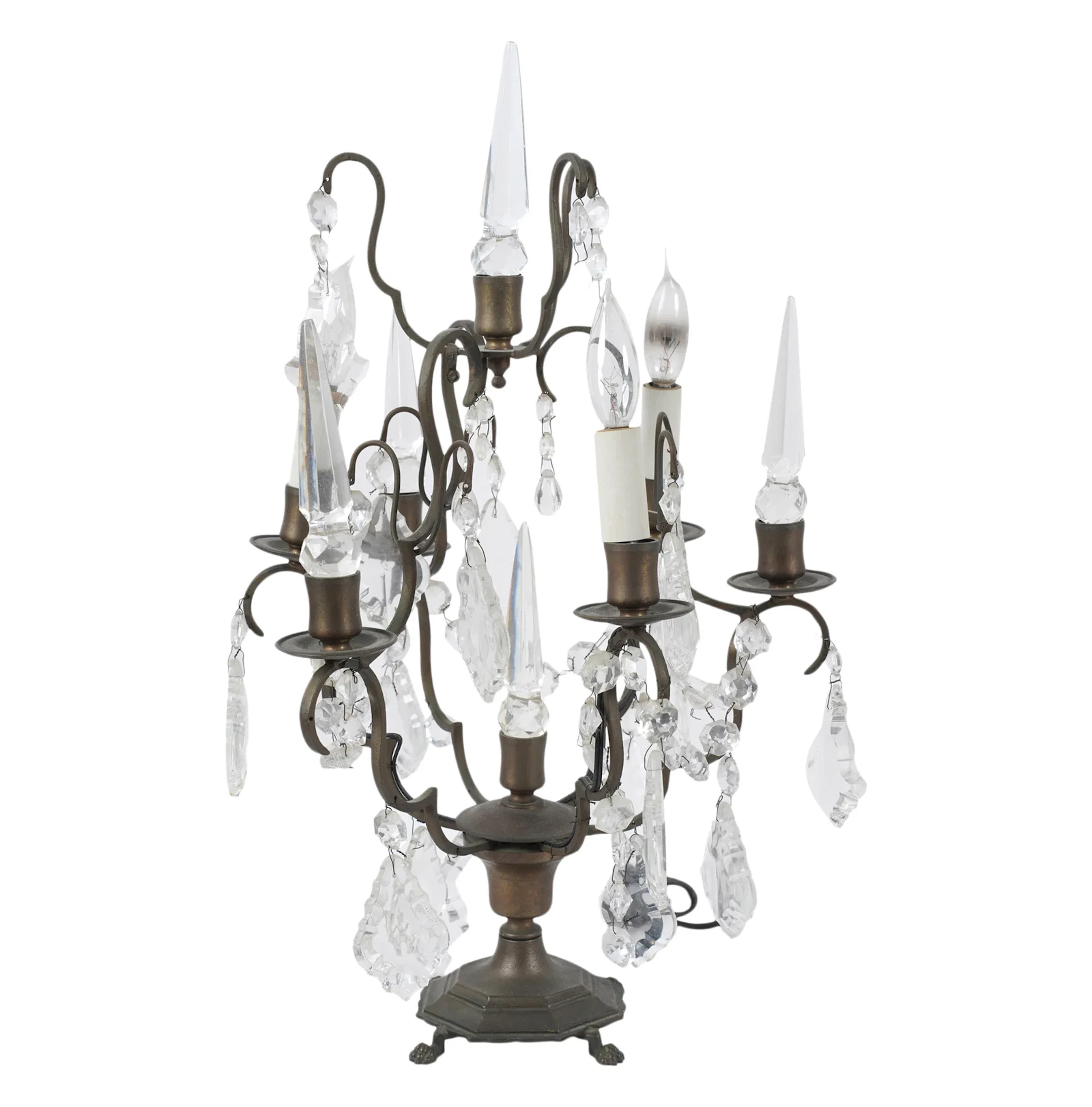 Brass Drop-Crystal Girandole