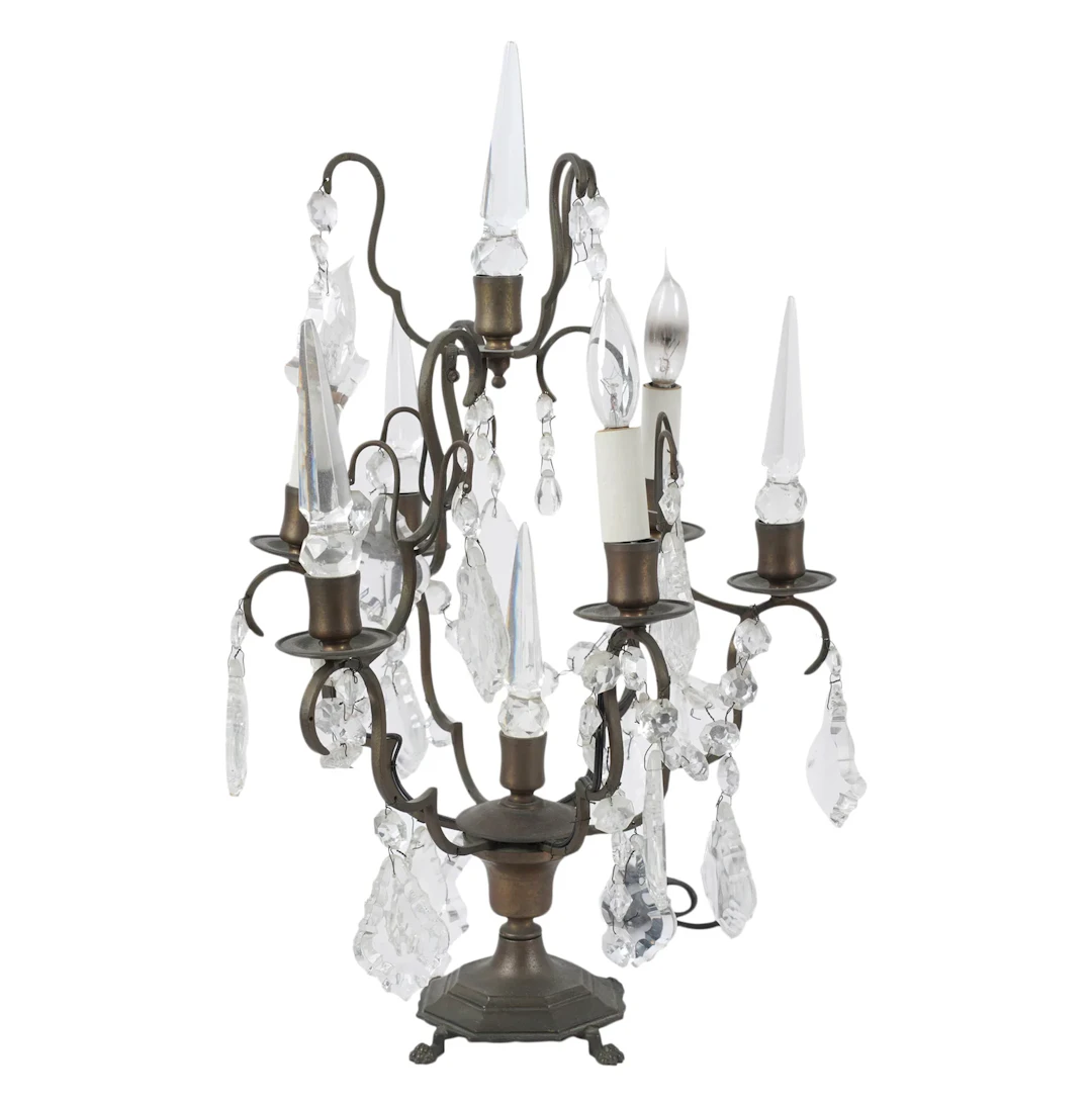 Brass Drop-Crystal Girandole