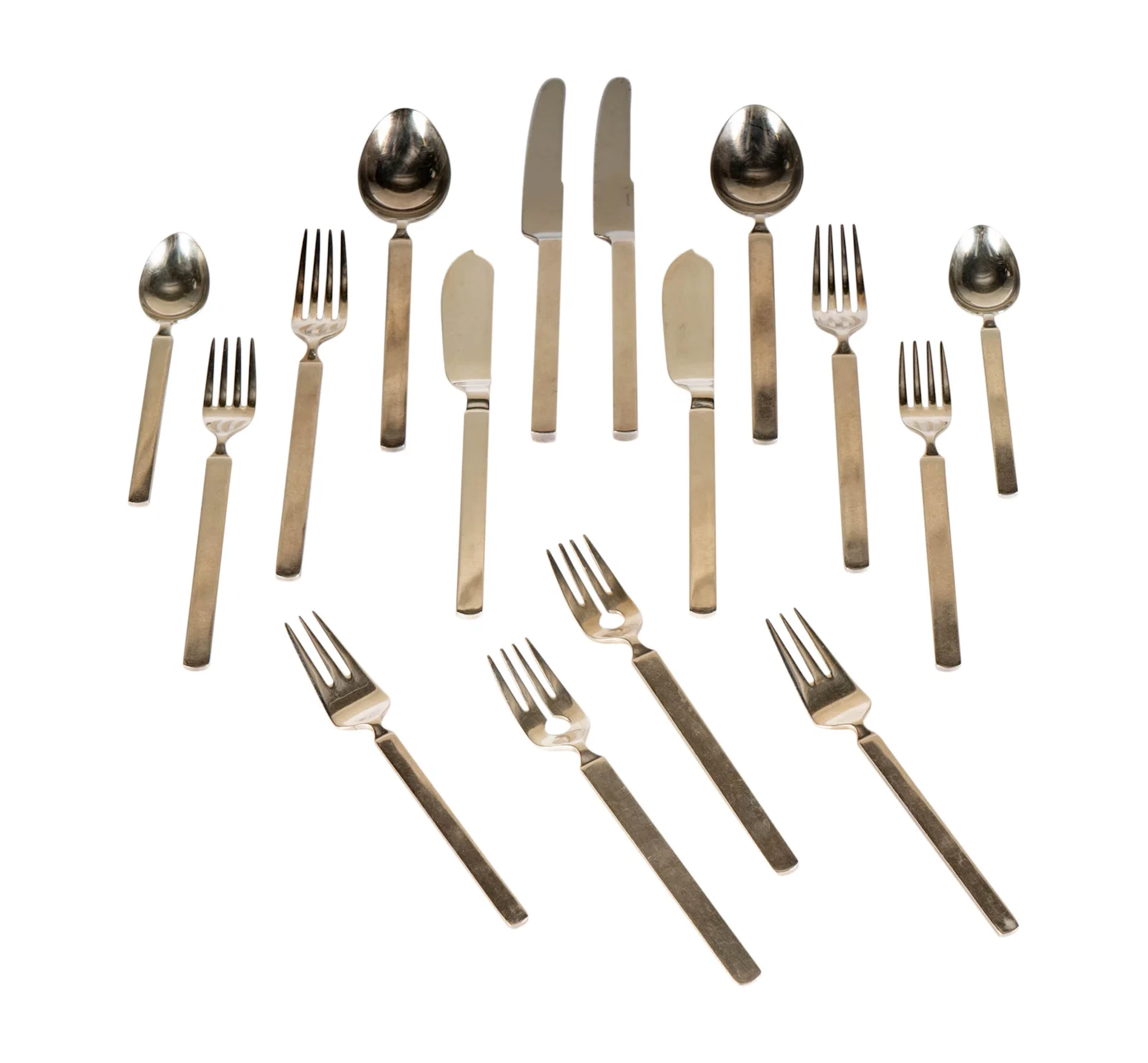 Achille Castiglioni for Alessi, Set for Twelve Italian Stainless Steel Flatware
