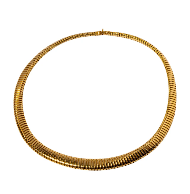 Italian 14 Karat Yellow Gold Tubogas Collar Necklace