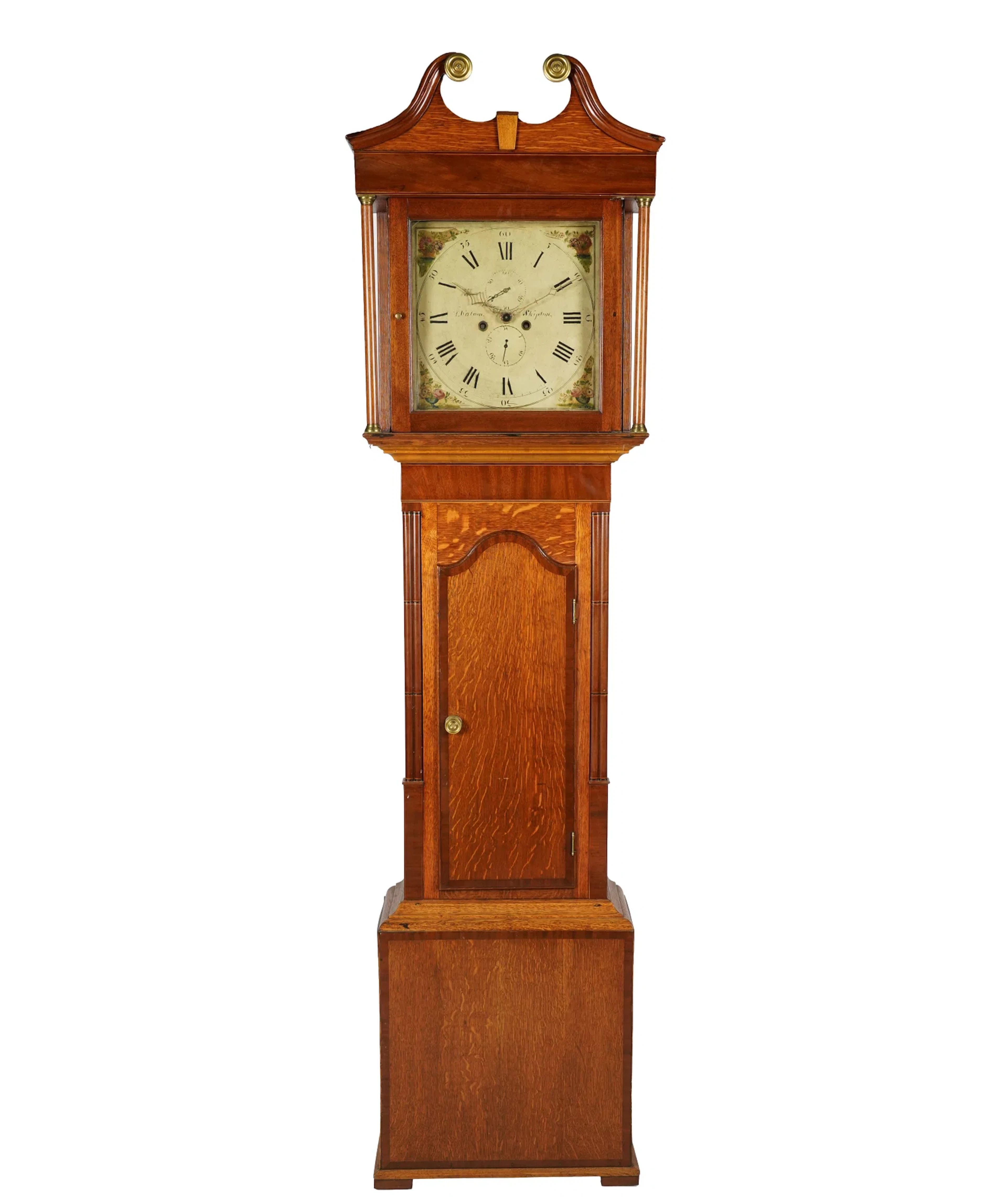 English oak longcase clock