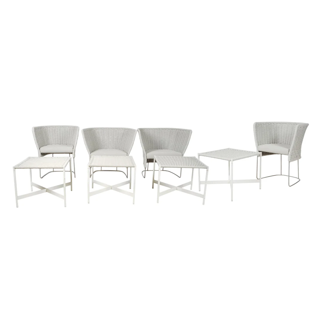 Group of Francesco Rota Outdoor Patio Chairs and End Tables